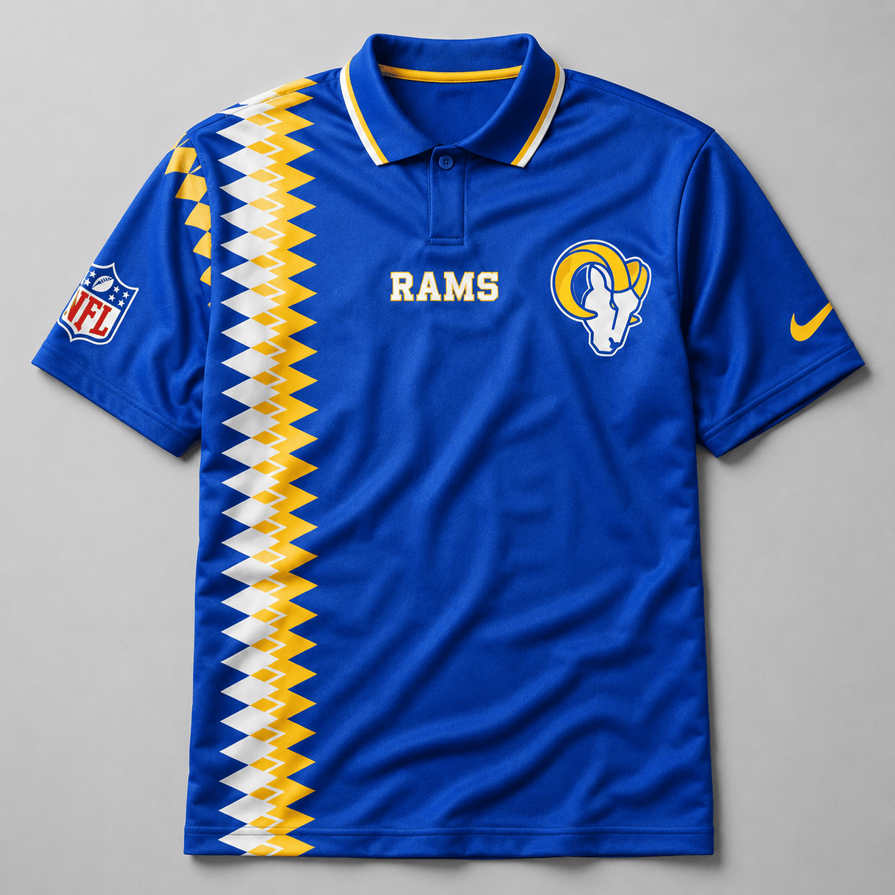 LAR Premium NFL Men’s Sporty Zigzag Stripe Polo Shirt