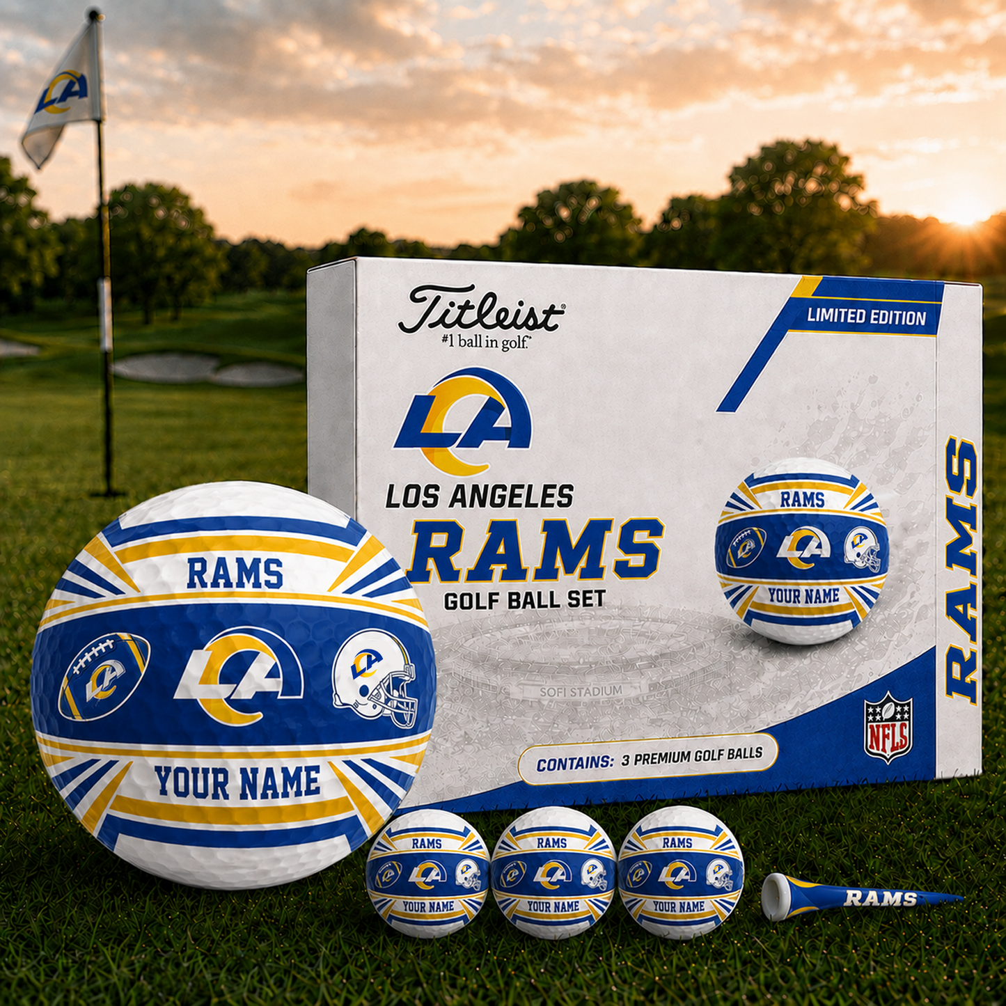 LAR x NFL Inspired Golf Ball Set 3 Premium Golf Balls V2