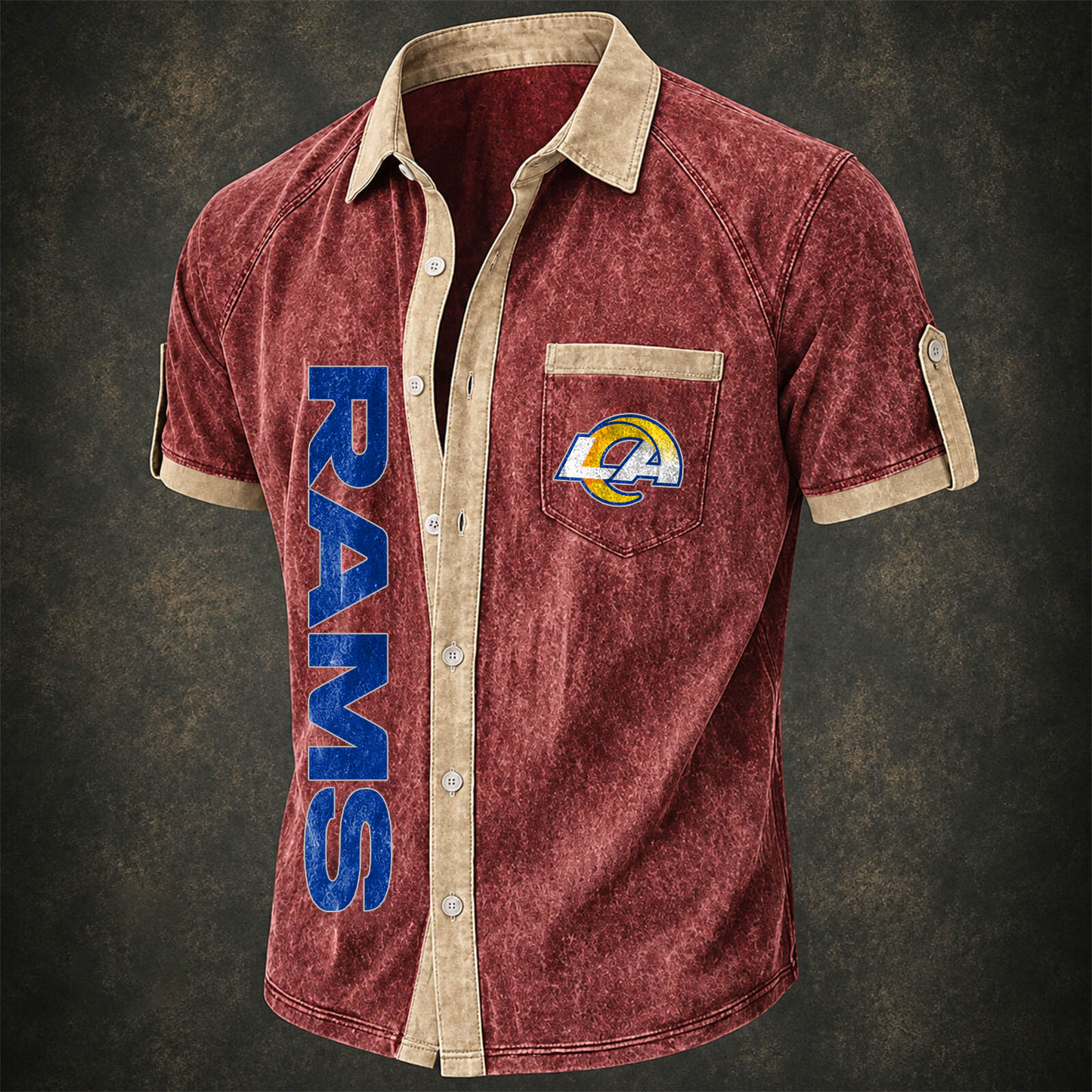 LAR x NFL Short-Sleeve Button-Up Sports Shirt