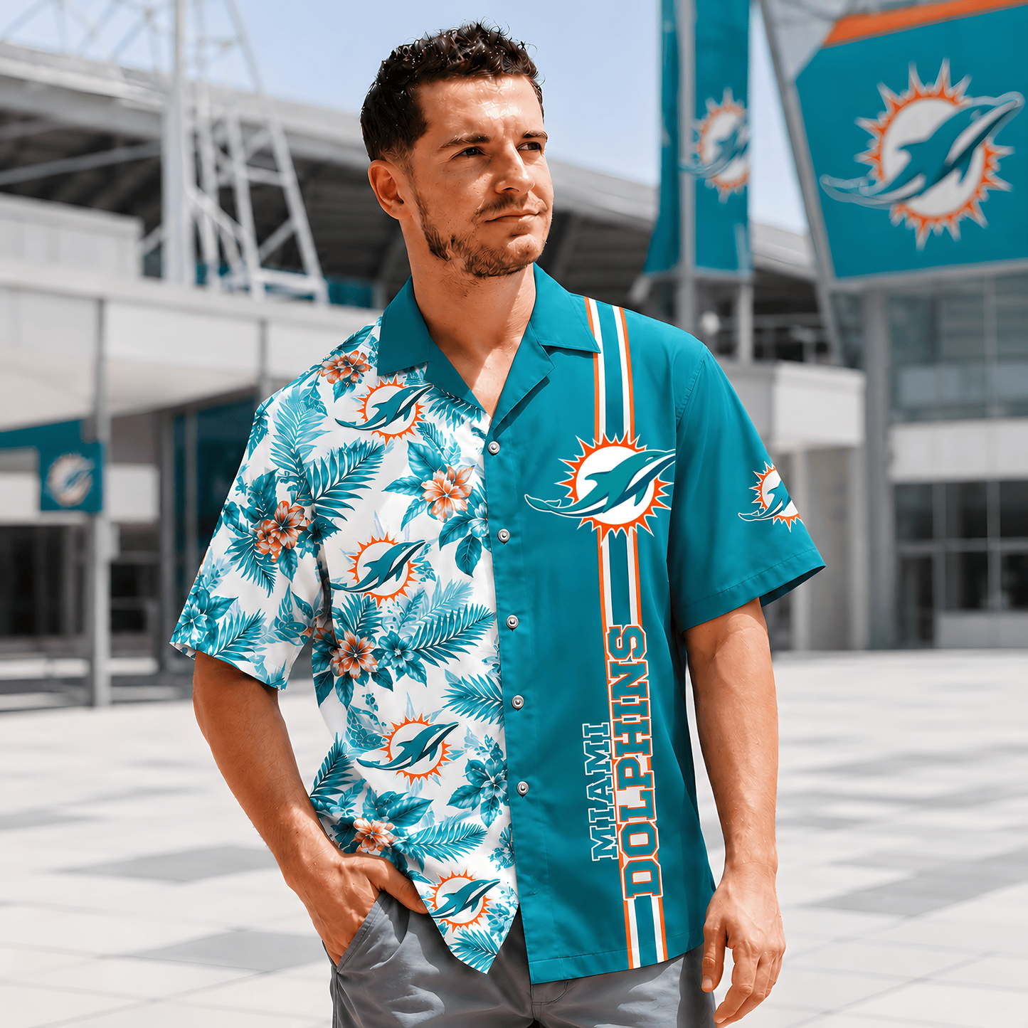 MIA x NFL Gridiron Paradise Hawaiian Shirt 2107