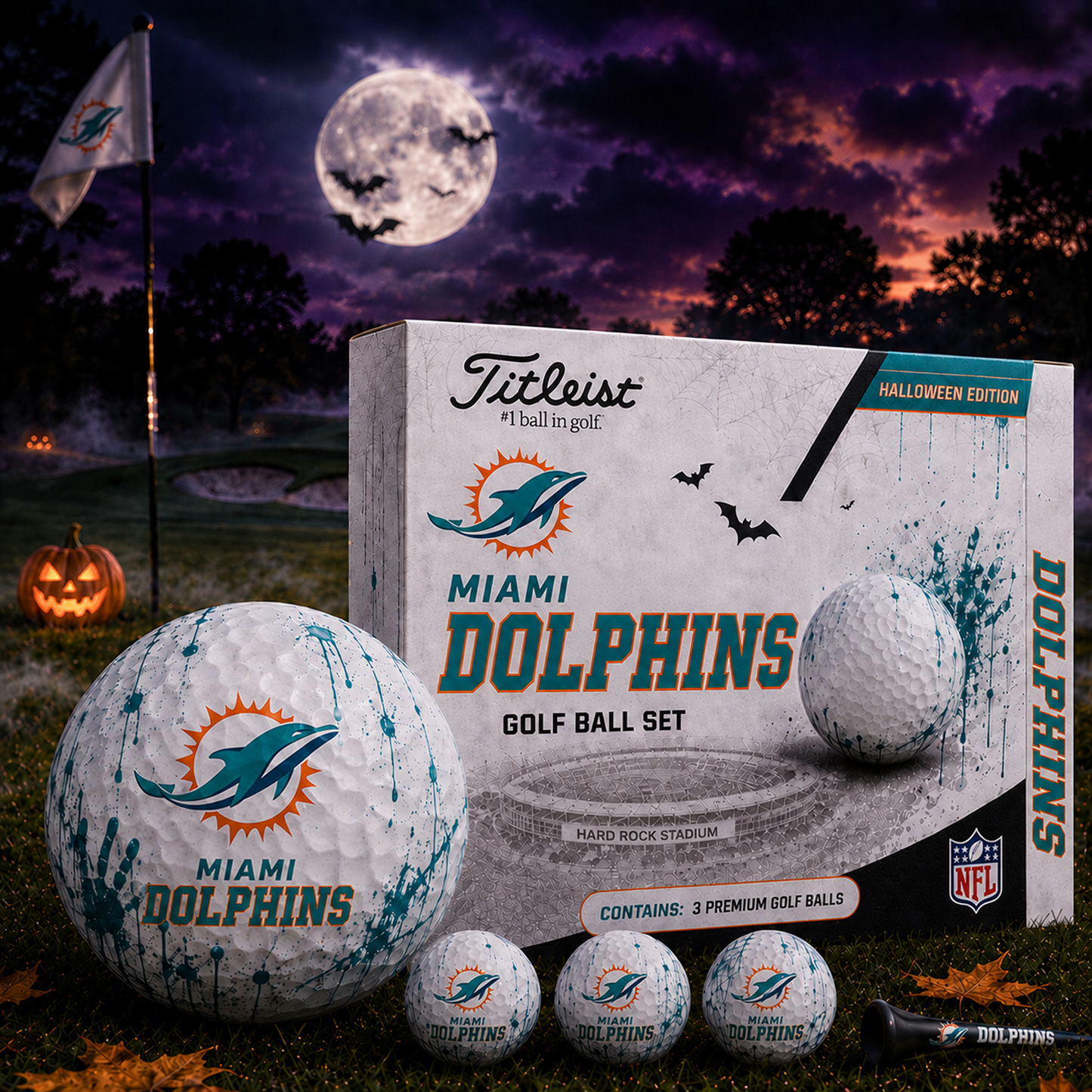 MIA x NFL Halloween Edition Golf Ball Set 3 Premium Golf Balls