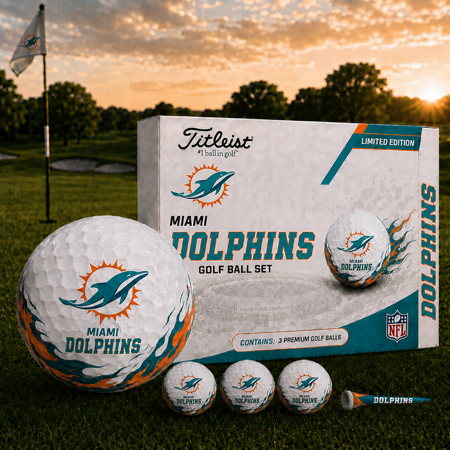 MIA x NFL Inspired Golf Ball Set 3 Premium Golf Balls