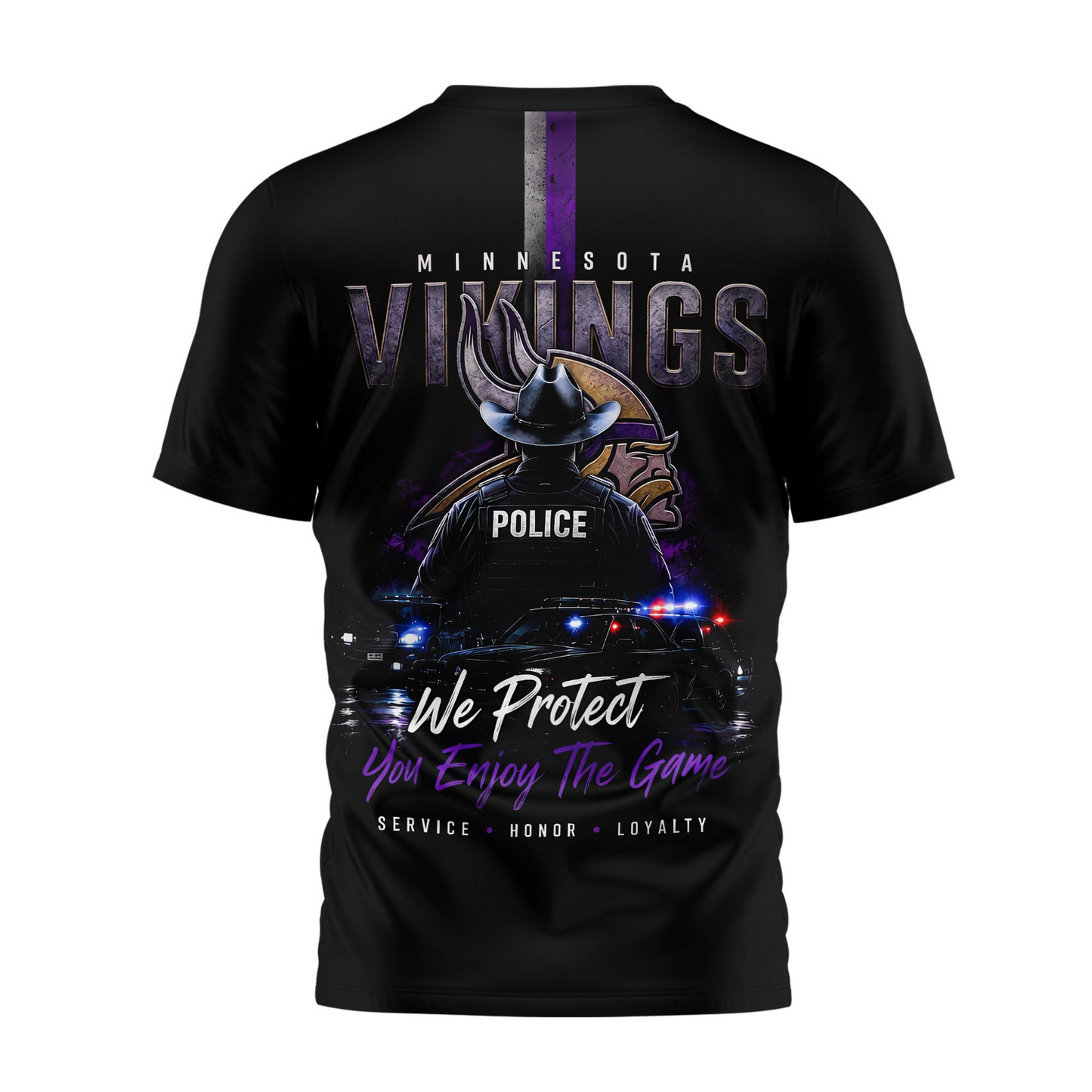 MIN x NFL Premium Police Tribute Team 3D Shirt