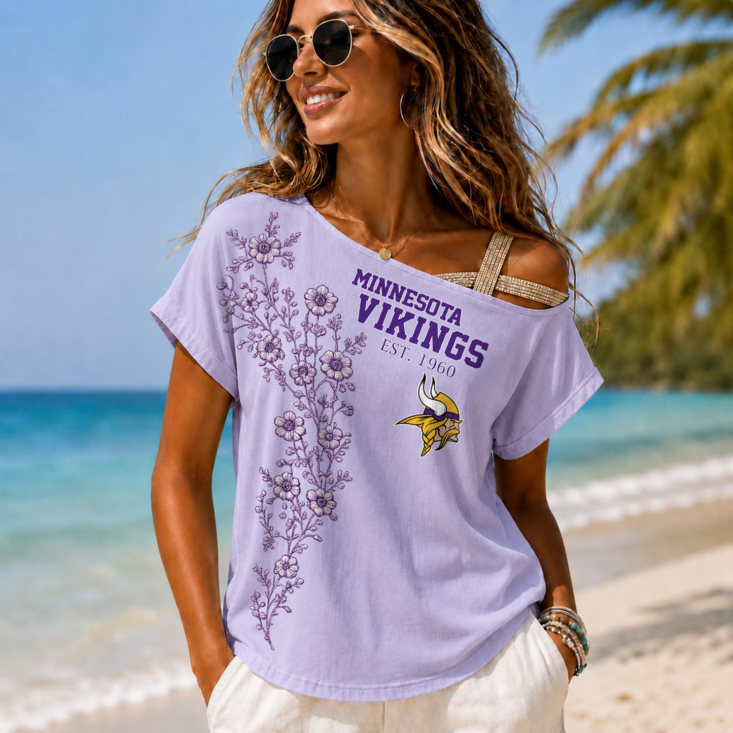 MIN x NFL Slouchy Off-Shoulder T-Shirt