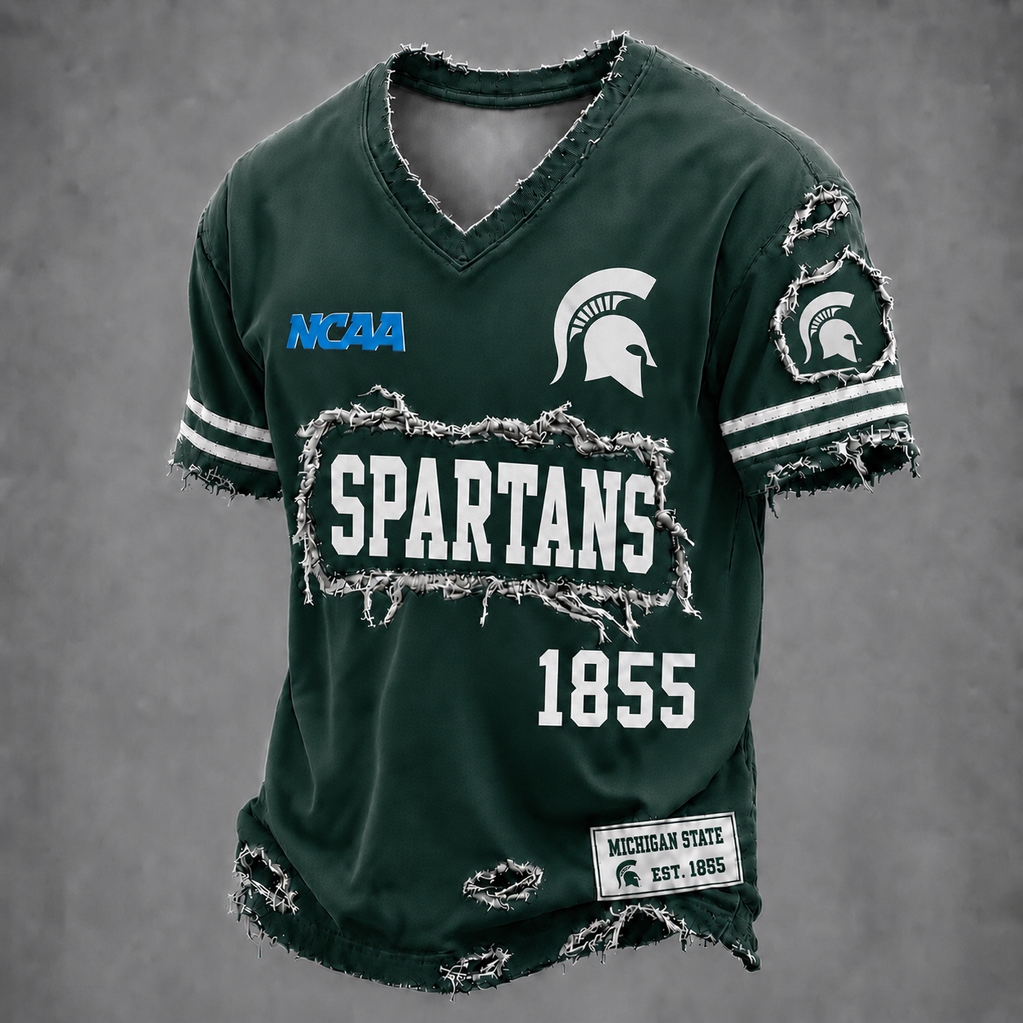 MSU x NCAA LUXURY V-Neck T-Shirt 0506 DatND DVT