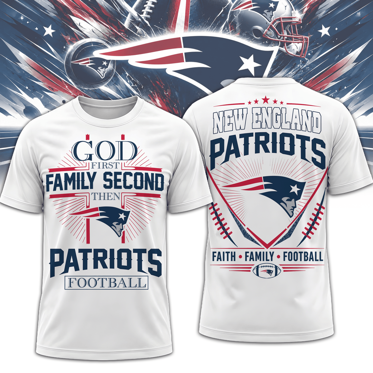NE x NFL Faith, Family, Football 3D Shirt