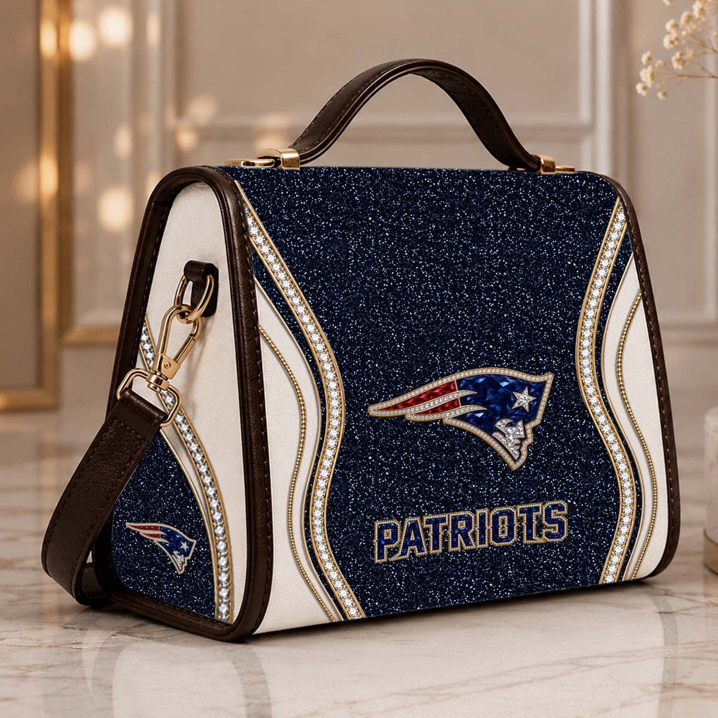 NE x NFL Glitter Leather Handbag