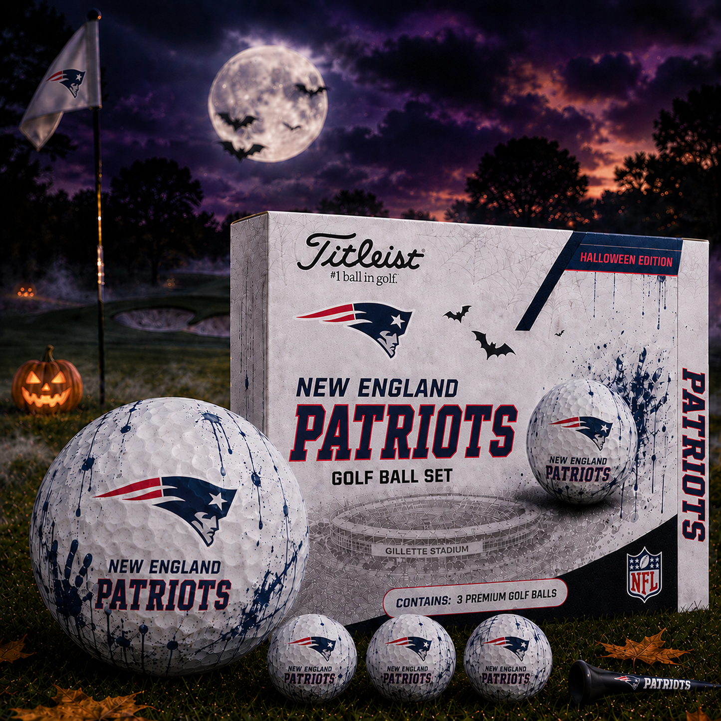 NE x NFL Halloween Edition Golf Ball Set 3 Premium Golf Balls