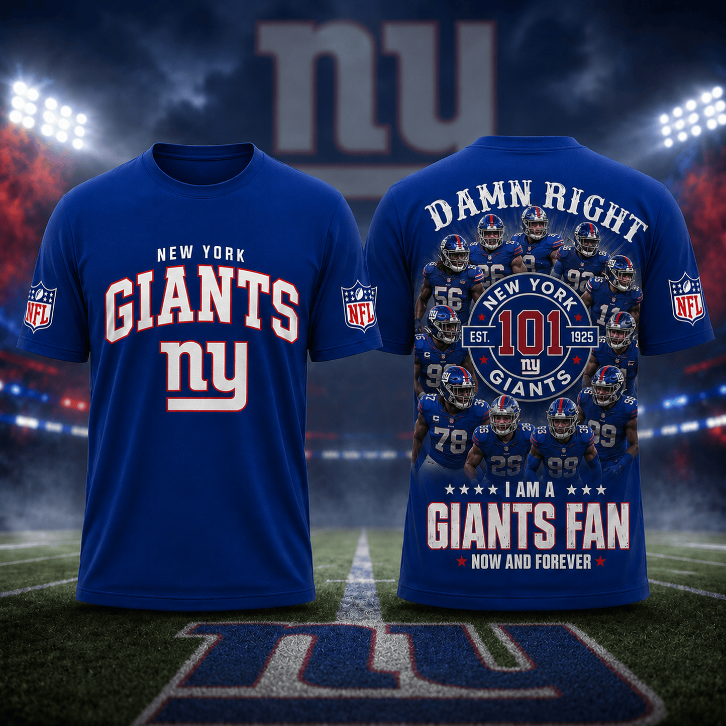 NYG x NFL Damn Right Forever Fan 3D Shirt