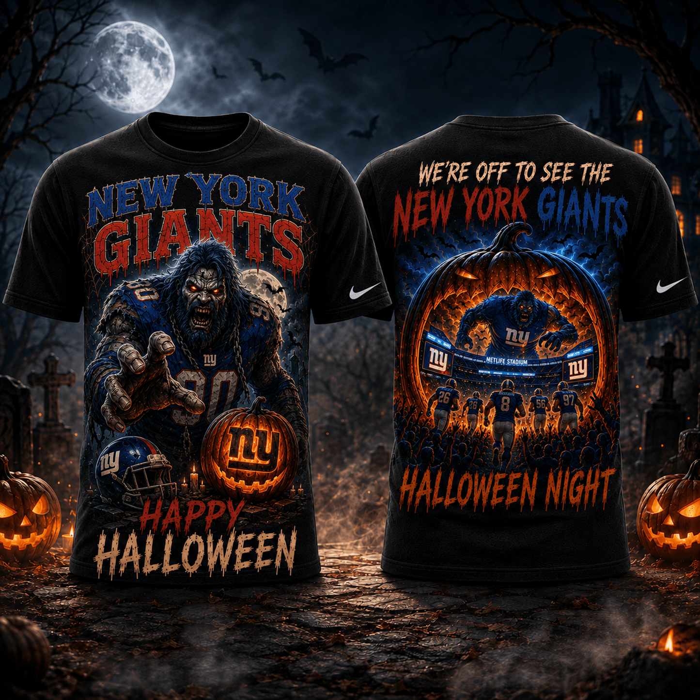 NYG x NFL Halloween Game Day 3D Shirt