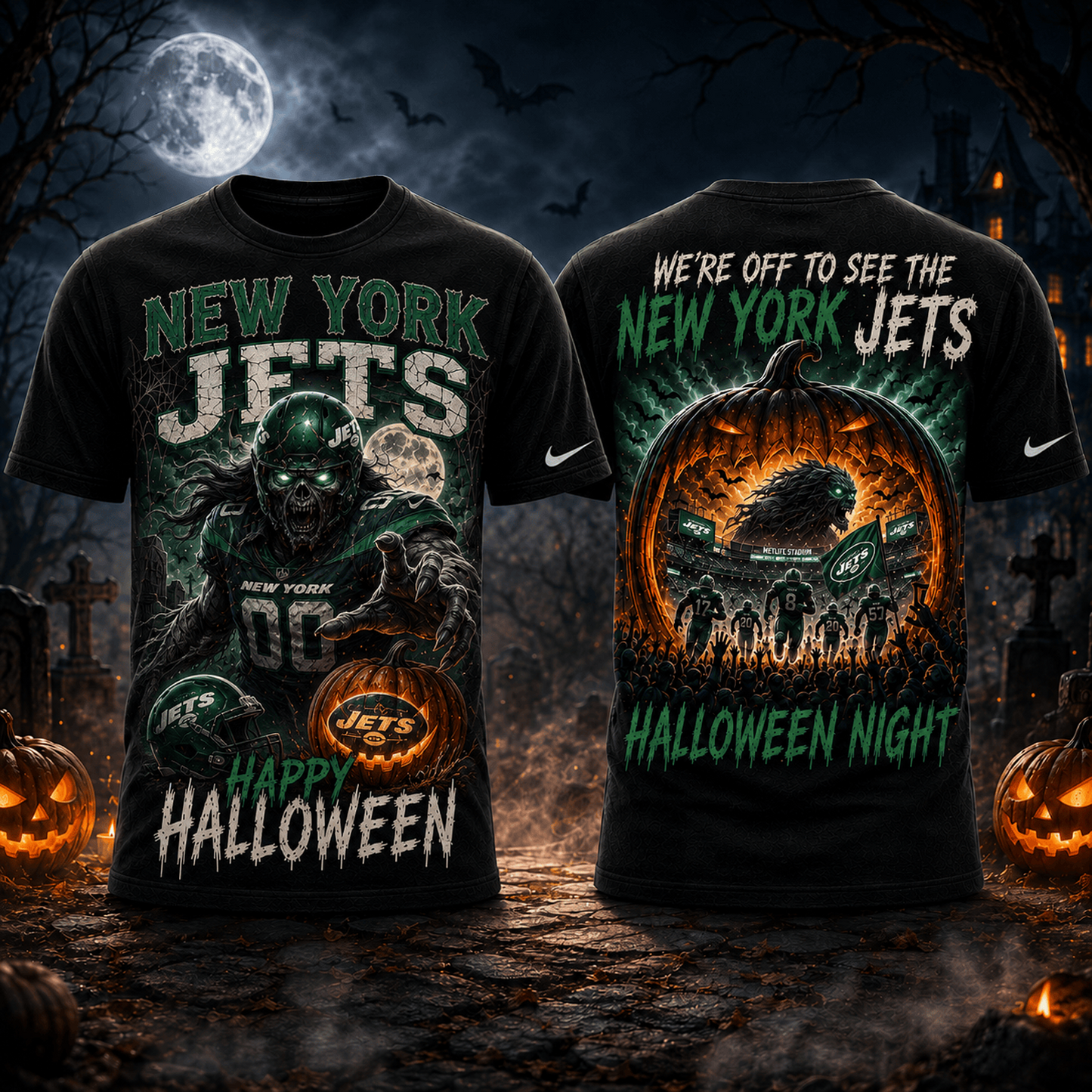 NYJ x NFL Halloween Game Day 3D Shirt