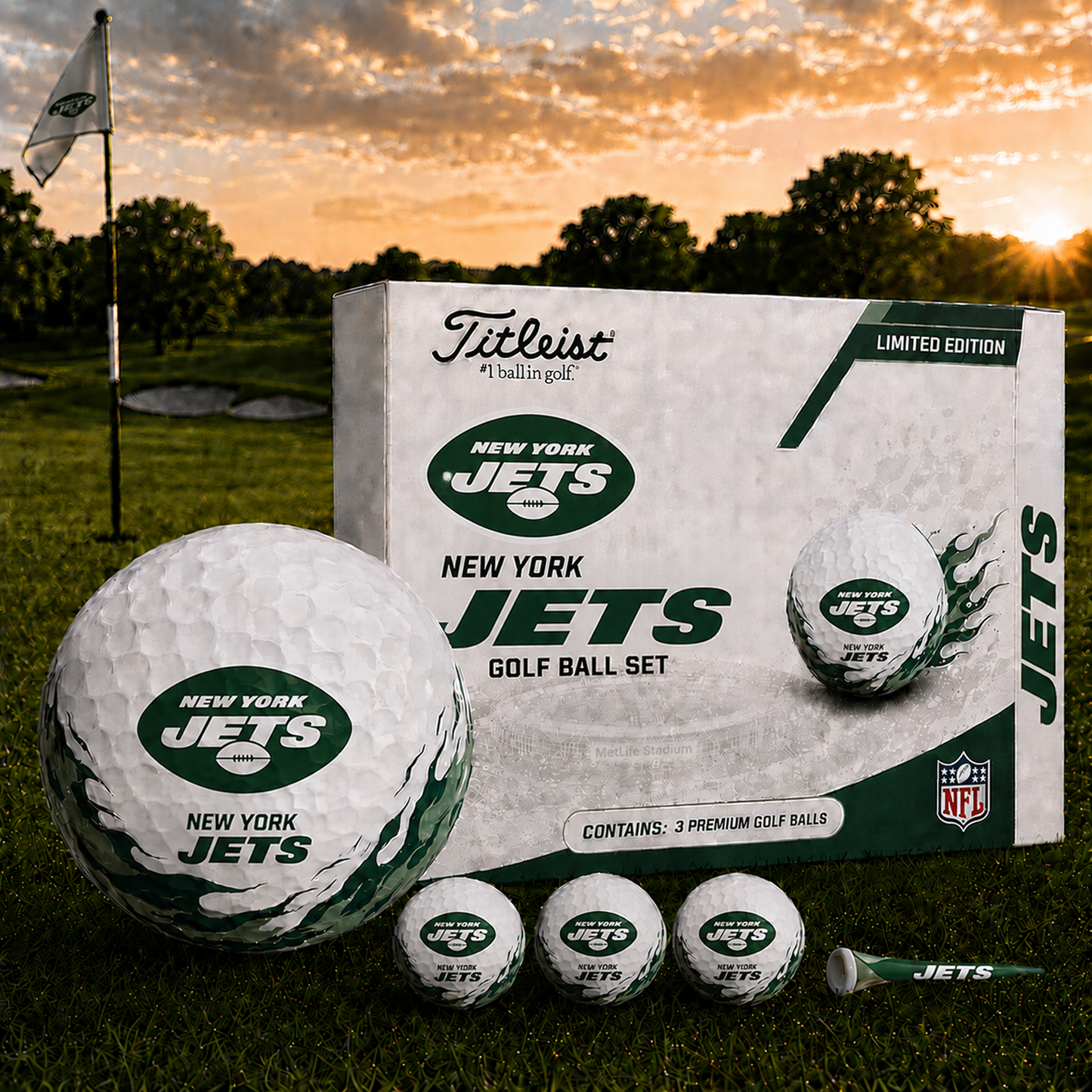 NYJ x NFL Inspired Golf Ball Set 3 Premium Golf Balls
