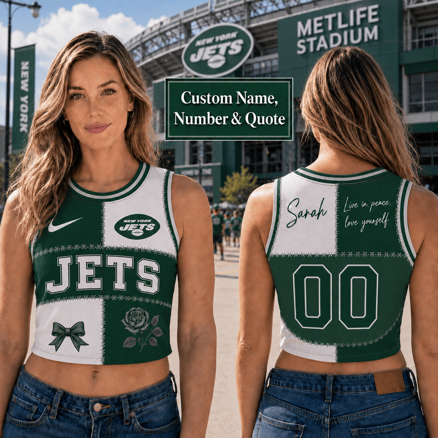 NYJ x NFL Premium Women Croptop Tank Top
