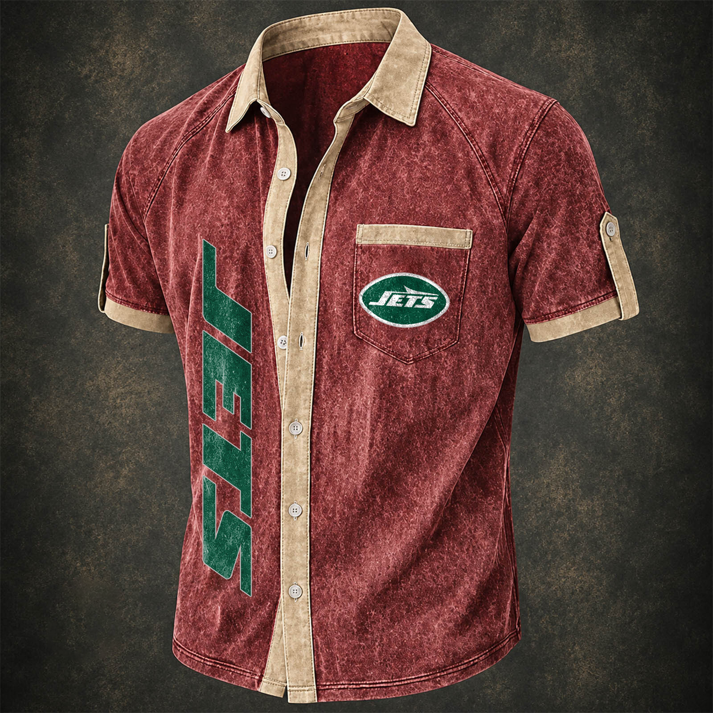 NYJ x NFL Short-Sleeve Button-Up Sports Shirt