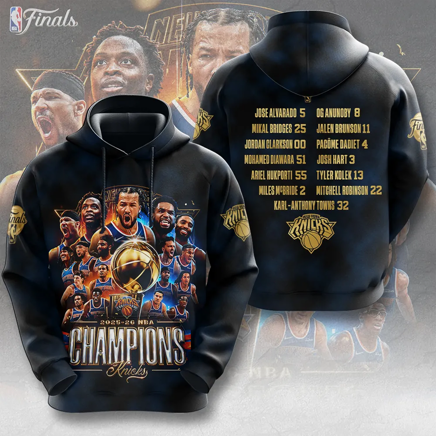 NYK x NBA Finals Champions 2026 3D Shirt V5 1606