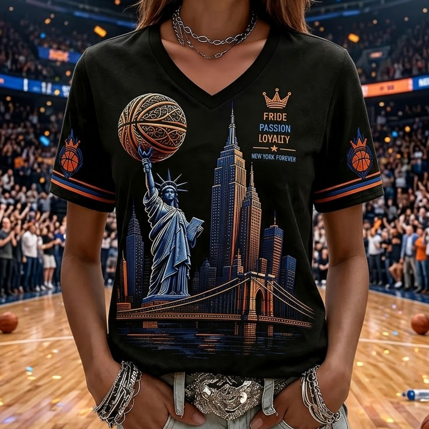 NYK x NBA Women's Casual Basketball-Print T-Shirt 0105 V1 DatND DVT 1