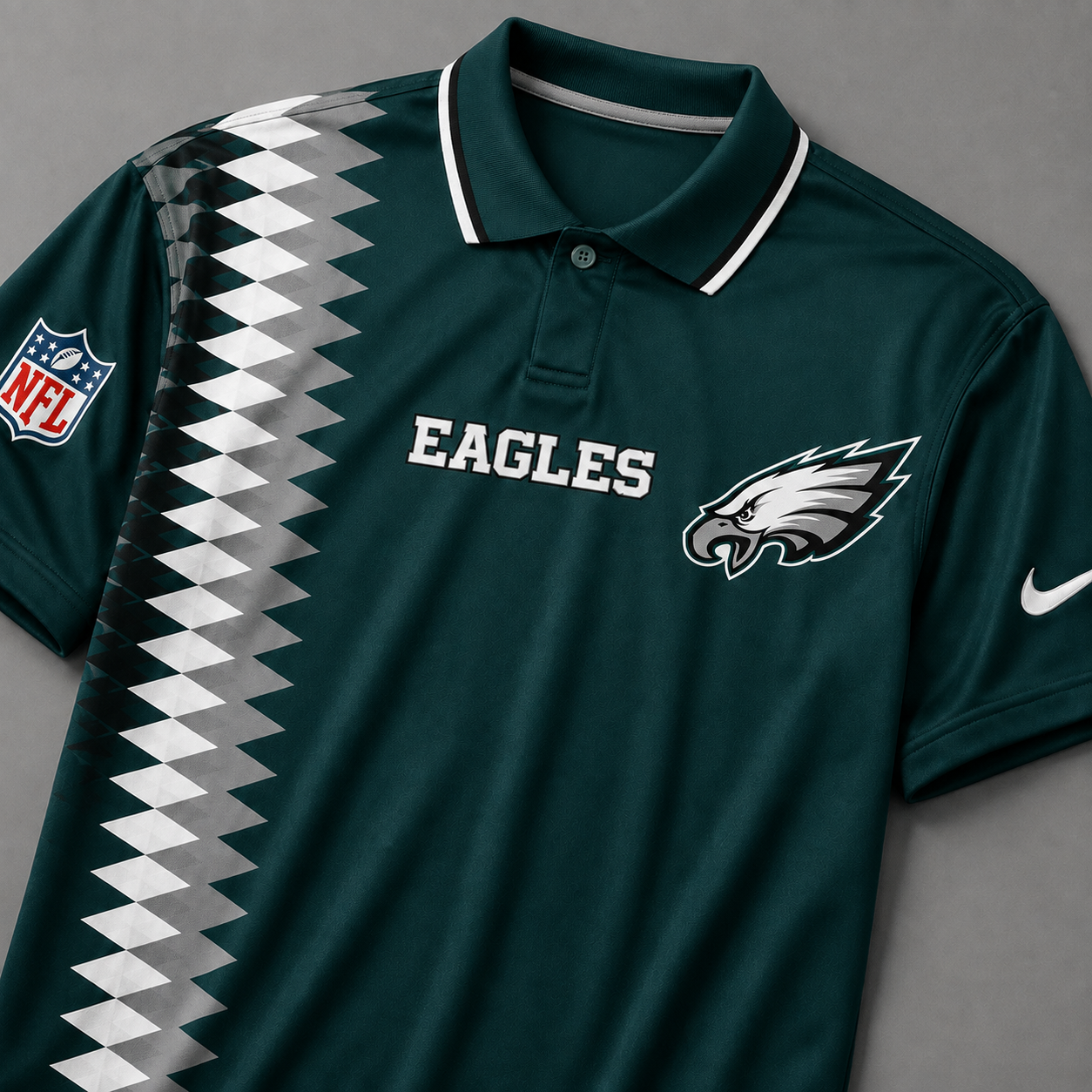 PE Premium NFL Men’s Sporty Zigzag Stripe Polo Shirt