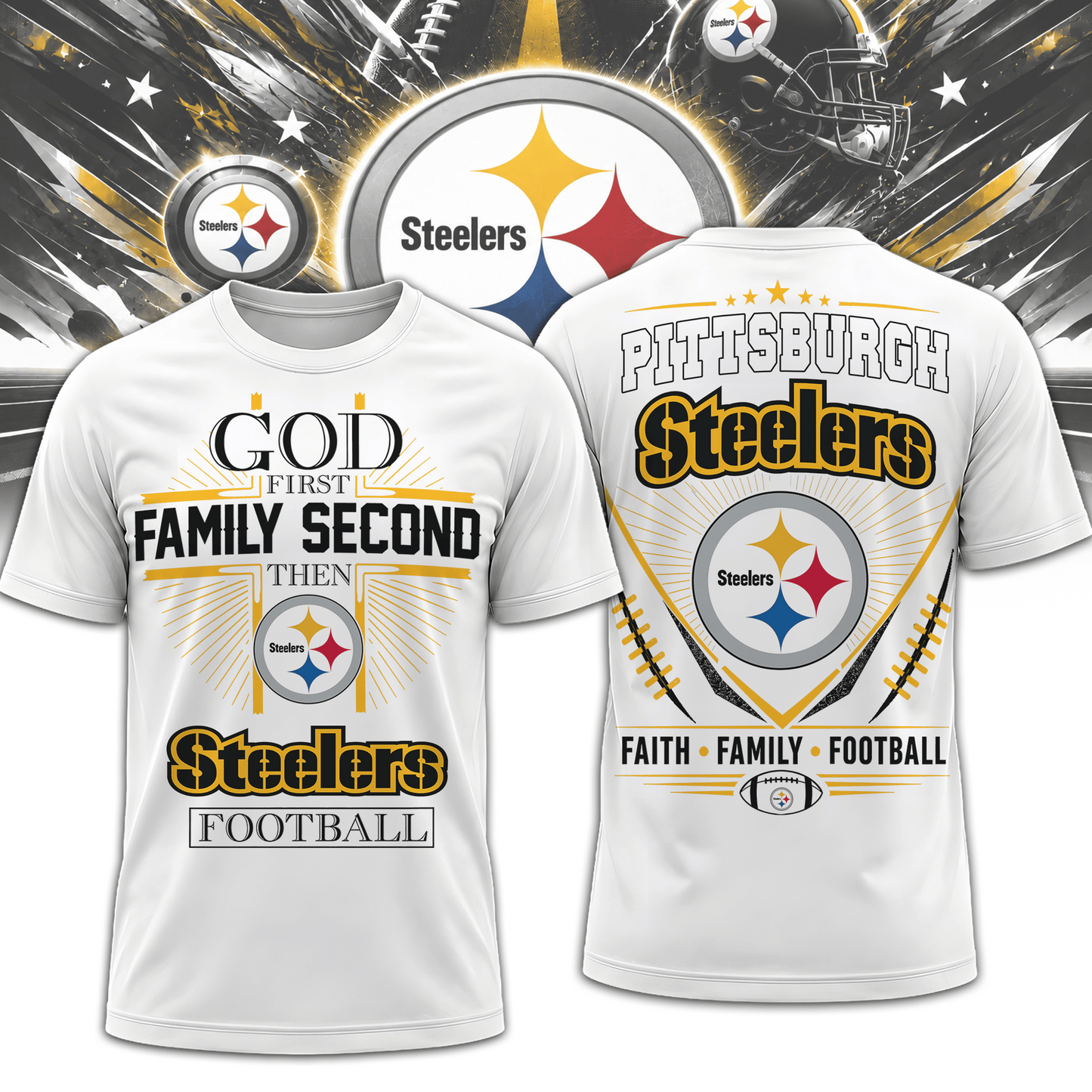 PIT x NFL Faith, Family, Football 3D Shirt