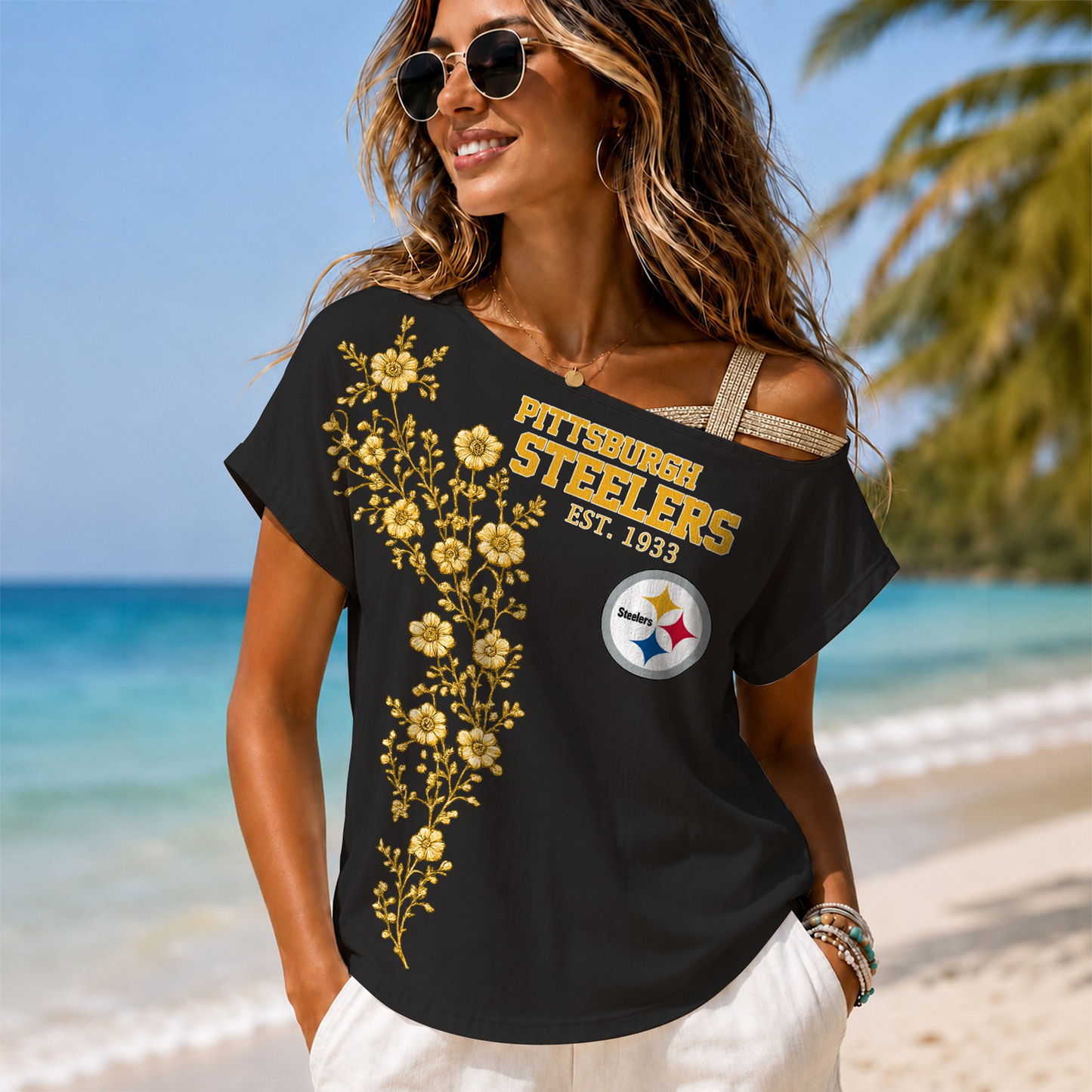 PIT x NFL Slouchy Off-Shoulder T-Shirt