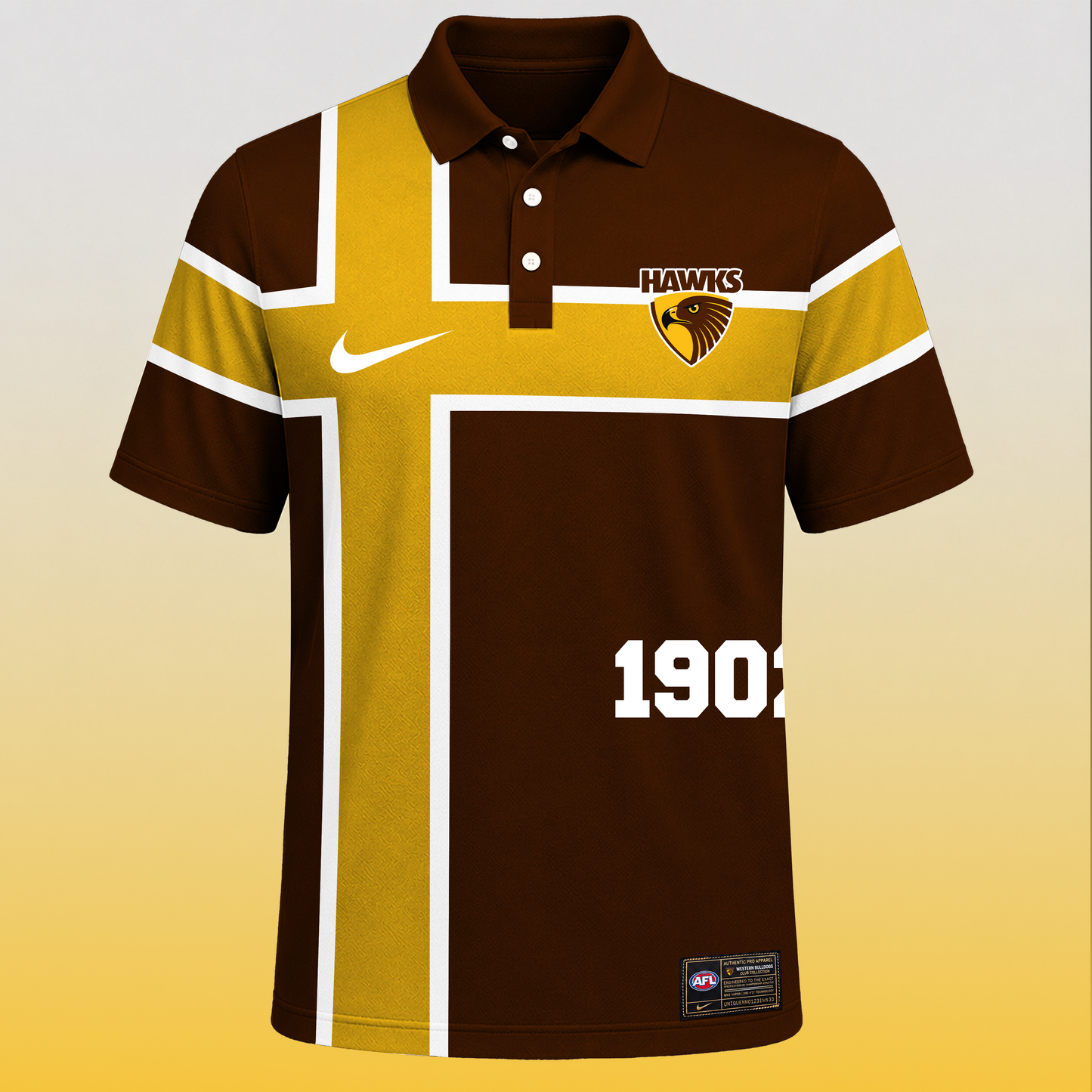 PREMIUM AFL X HAW EXCLUSIVE Sporty Cross Stripe Polo Shirt LIMITED EDITION