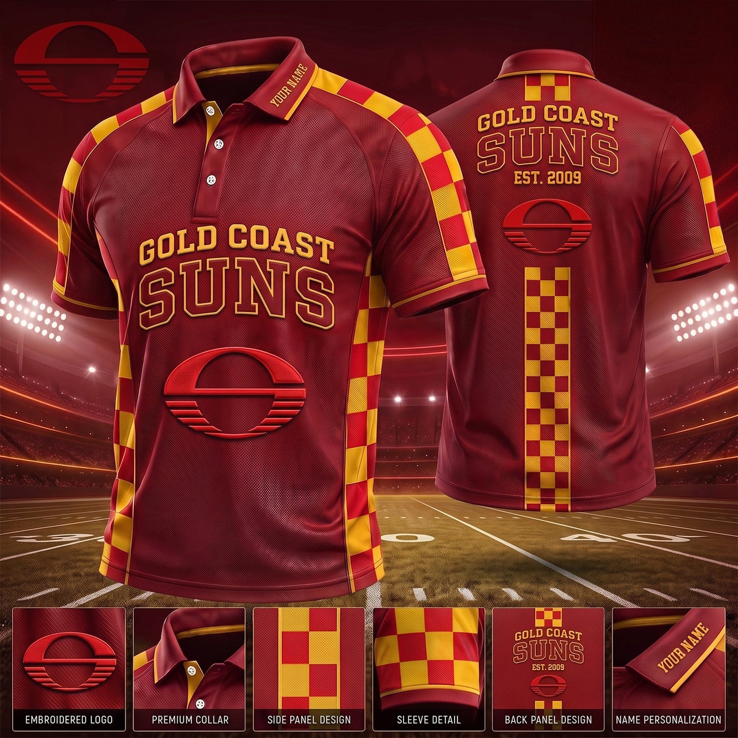 PREMIUM AFL X SUN EXCLUSIVE PERSONALIZED POLO SHIRT LIMITED EDITION