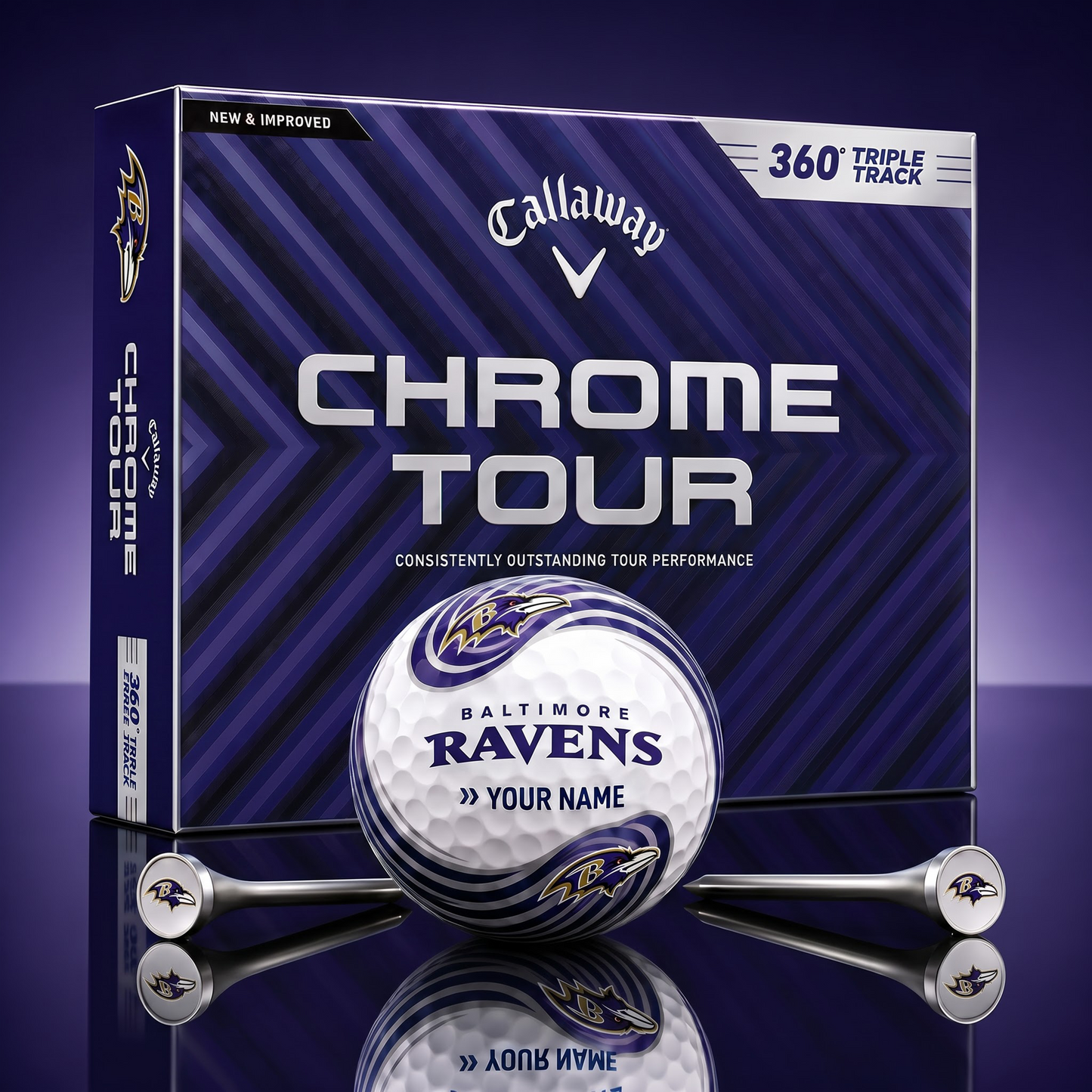 PREMIUM NFL X BR Glam-Lux PERSONALIZED TIE-Dye GOLF BALL V33 LIMITED EDTION