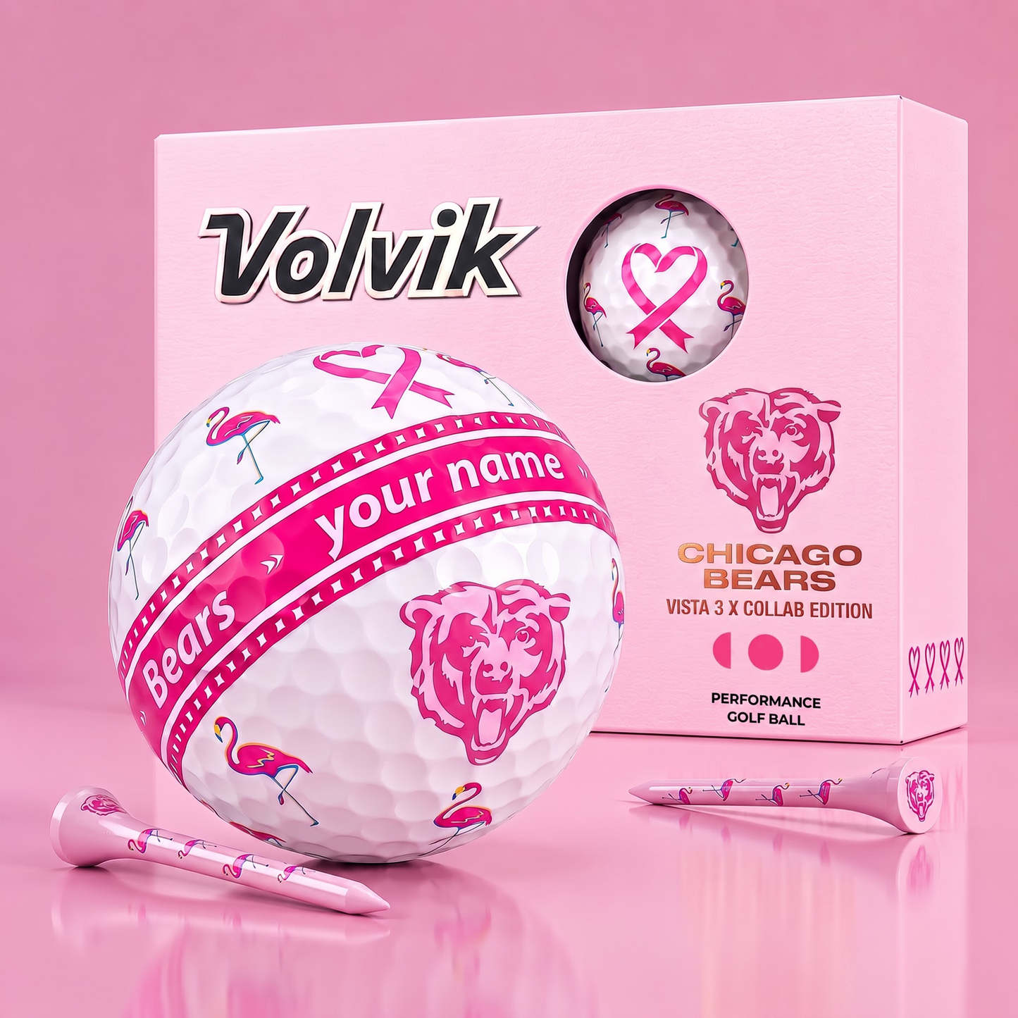 PREMIUM NFL X CB EXCLUSIVE PERSONALIZED VOLVIK BREAST CANCER GOLF BALL SET LIMITED EDTION