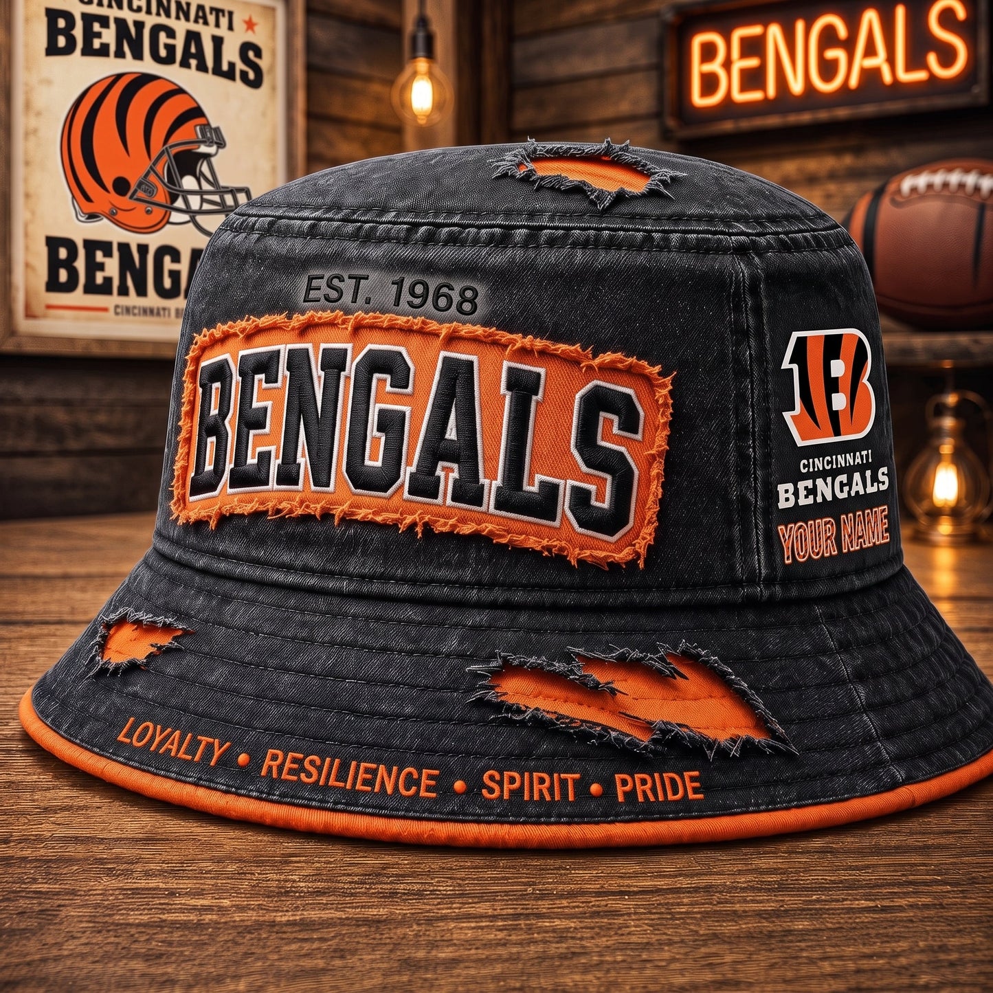 PREMIUM NFL X CIN EXCLUSIVE PERSONALIZED BUCKET HAT LIMITED EDITION