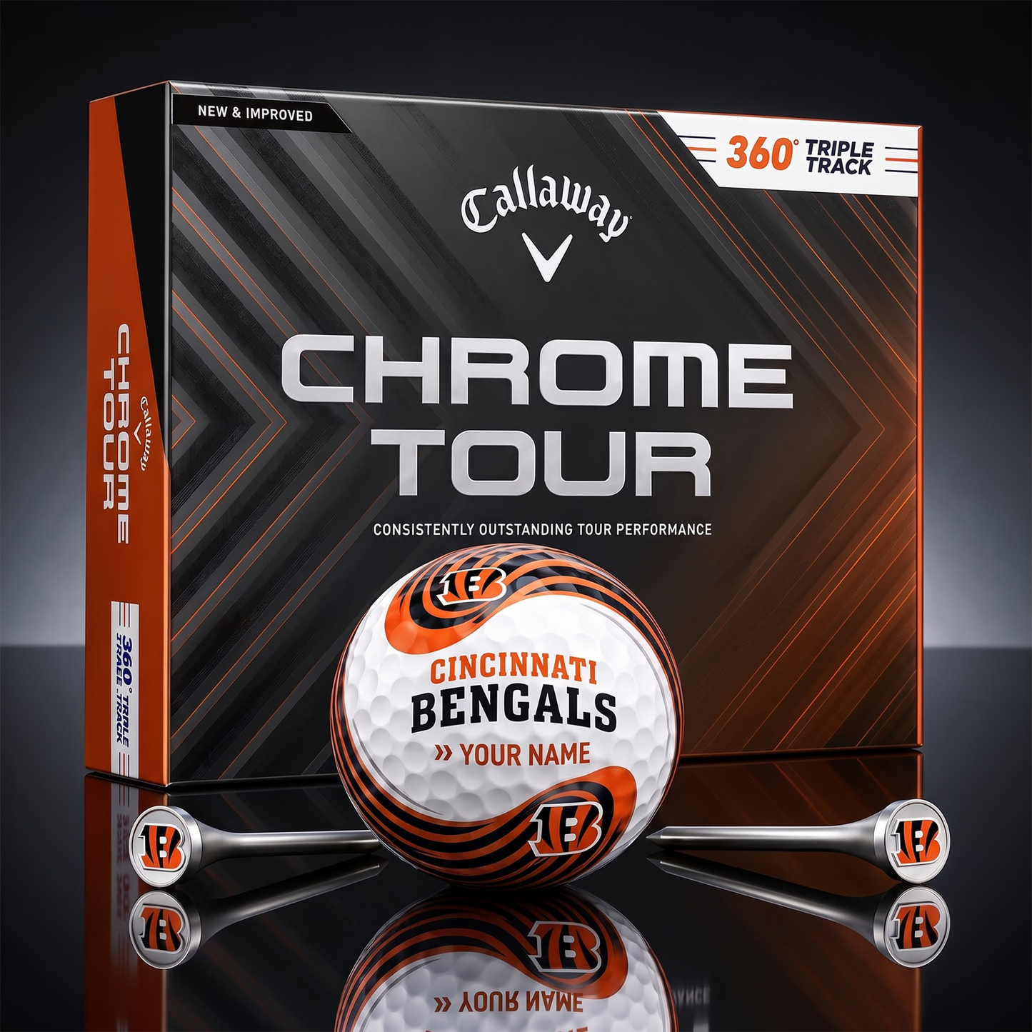 PREMIUM NFL X CIN Glam-Lux PERSONALIZED TIE-Dye GOLF BALL V33 LIMITED EDTION