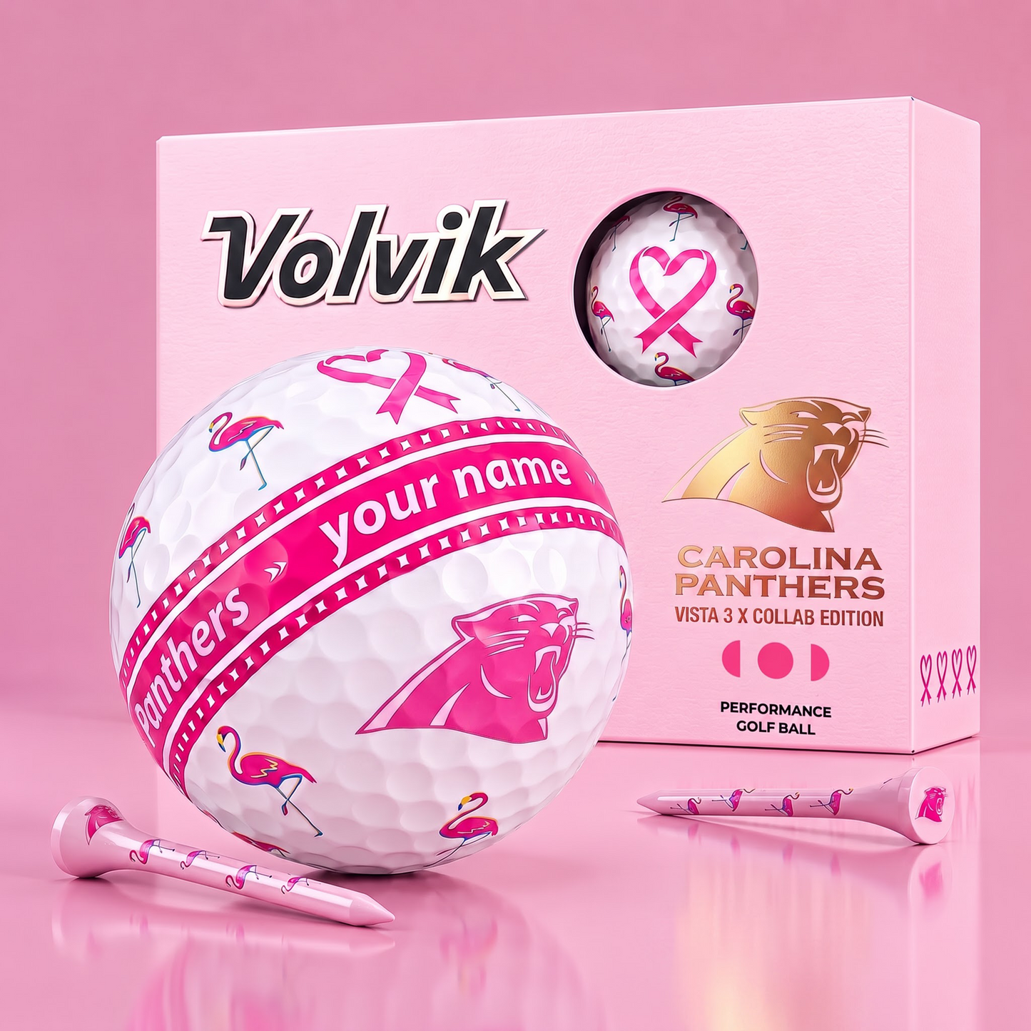 PREMIUM NFL X CP EXCLUSIVE PERSONALIZED VOLVIK BREAST CANCER GOLF BALL SET LIMITED EDTION