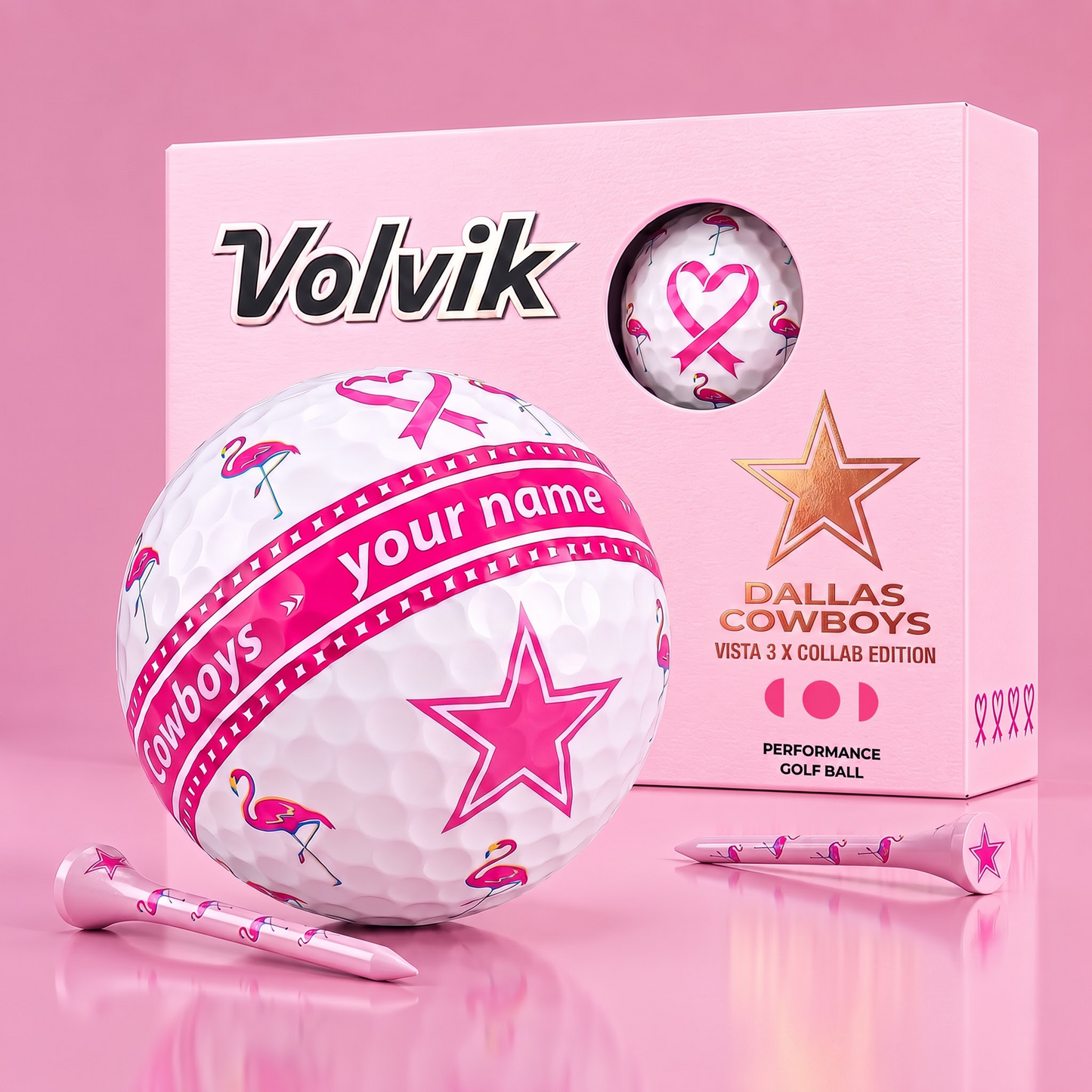 PREMIUM NFL X DC EXCLUSIVE PERSONALIZED VOLVIK BREAST CANCER GOLF BALL SET LIMITED EDTION