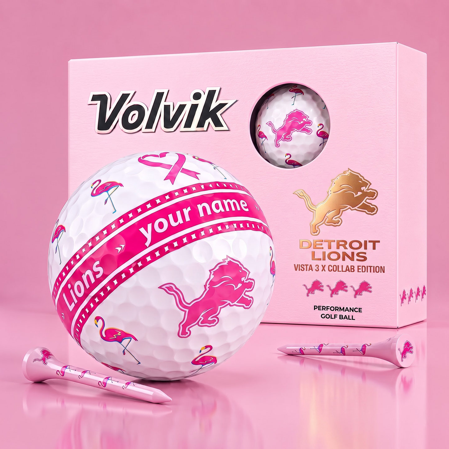 PREMIUM NFL X DL EXCLUSIVE PERSONALIZED VOLVIK BREAST CANCER GOLF BALL SET LIMITED EDTION