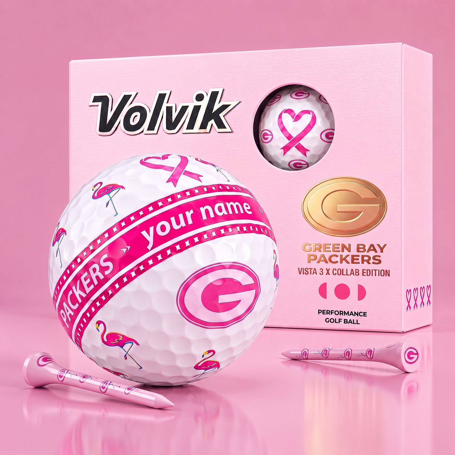 PREMIUM NFL X GBP EXCLUSIVE PERSONALIZED VOLVIK BREAST CANCER GOLF BALL SET LIMITED EDTION