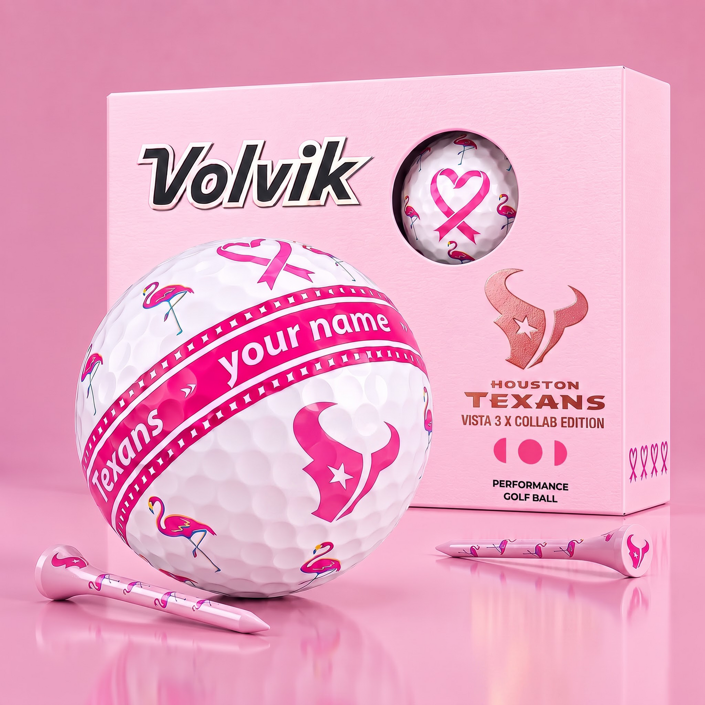 PREMIUM NFL X HT EXCLUSIVE PERSONALIZED VOLVIK BREAST CANCER GOLF BALL SET LIMITED EDTION