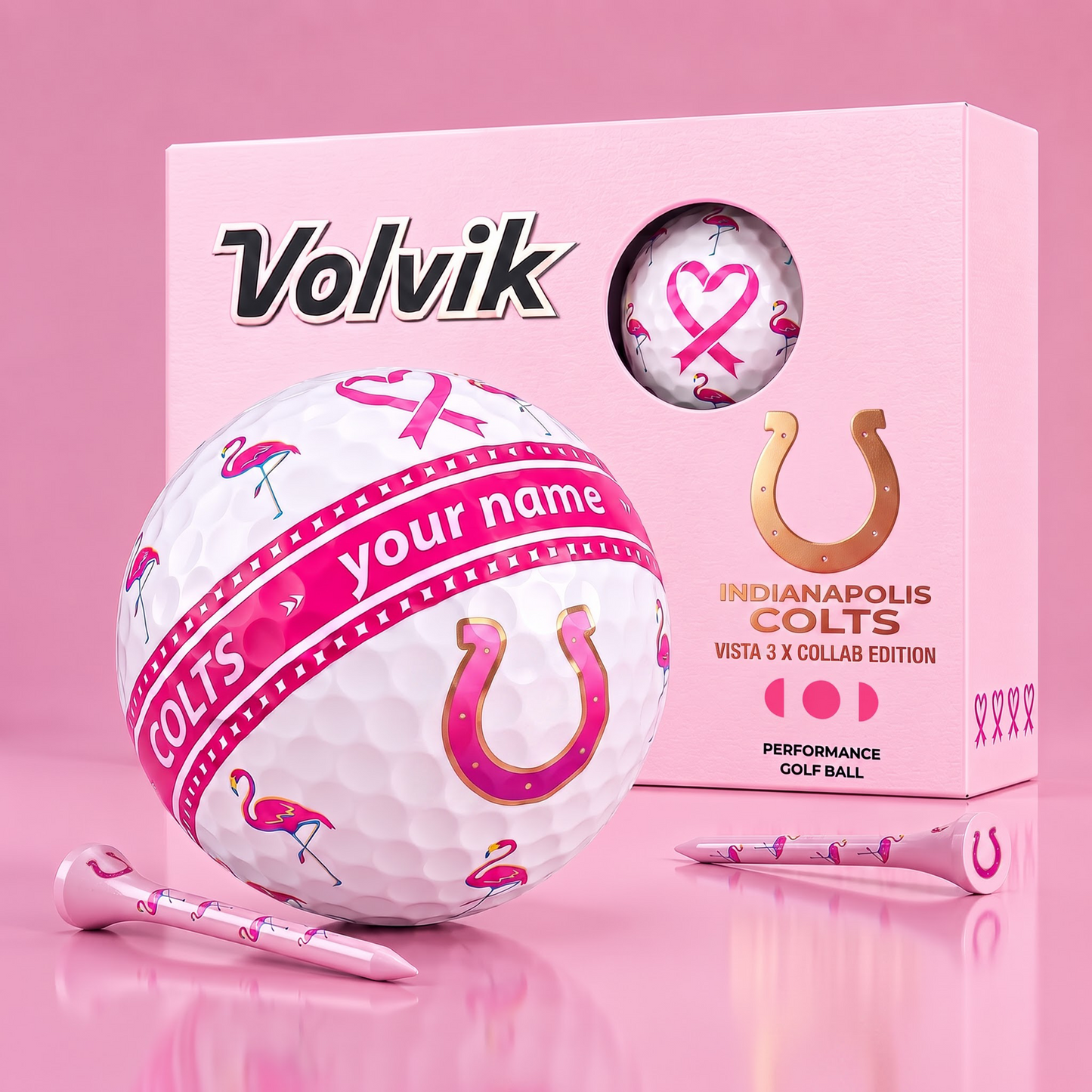 PREMIUM NFL X IC EXCLUSIVE PERSONALIZED VOLVIK BREAST CANCER GOLF BALL SET LIMITED EDTION