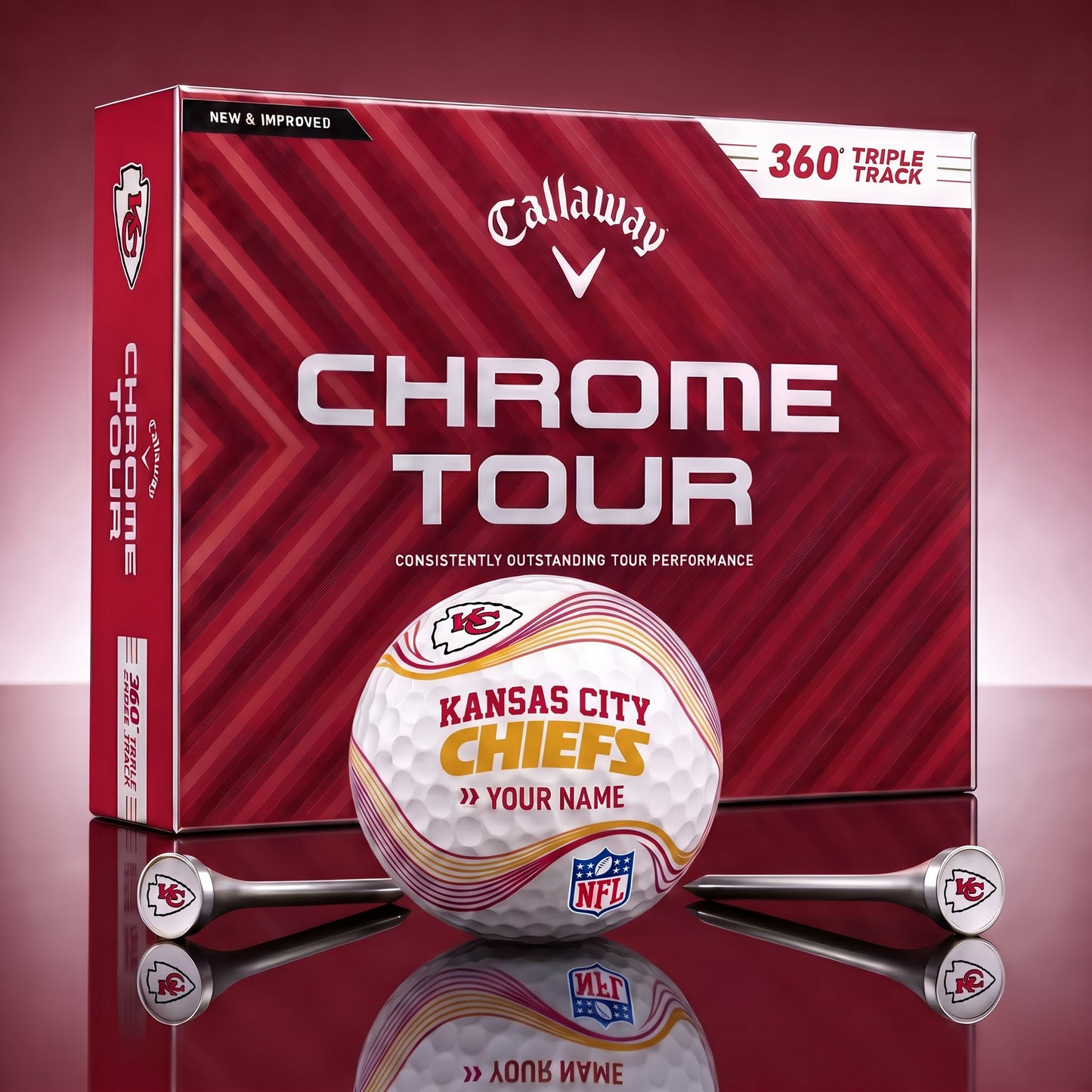 PREMIUM NFL X KC DELUX PERSONALIZED GOLF BALL FOR TOURNAMENT V33 LIMITED EDITION