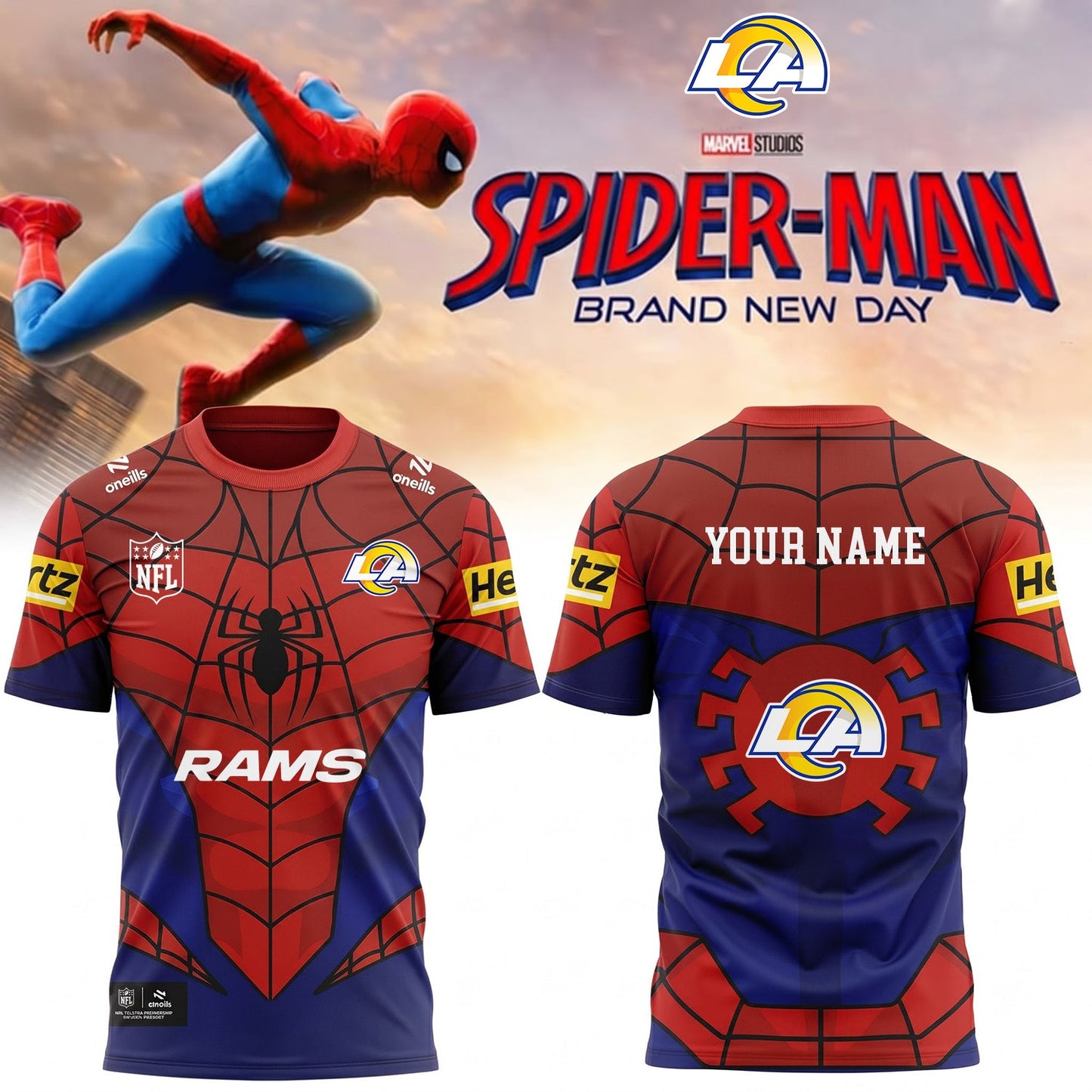 PREMIUM NFL X LAR EXCLUSIVE PERSONALIZED SPIDER-MAN SHIRT