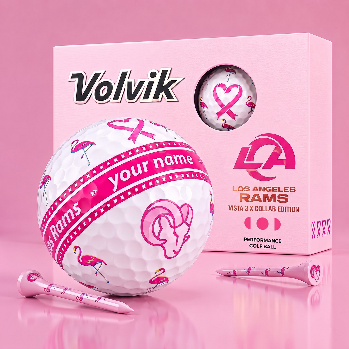 PREMIUM NFL X LAR EXCLUSIVE PERSONALIZED VOLVIK BREAST CANCER GOLF BALL SET LIMITED EDTION