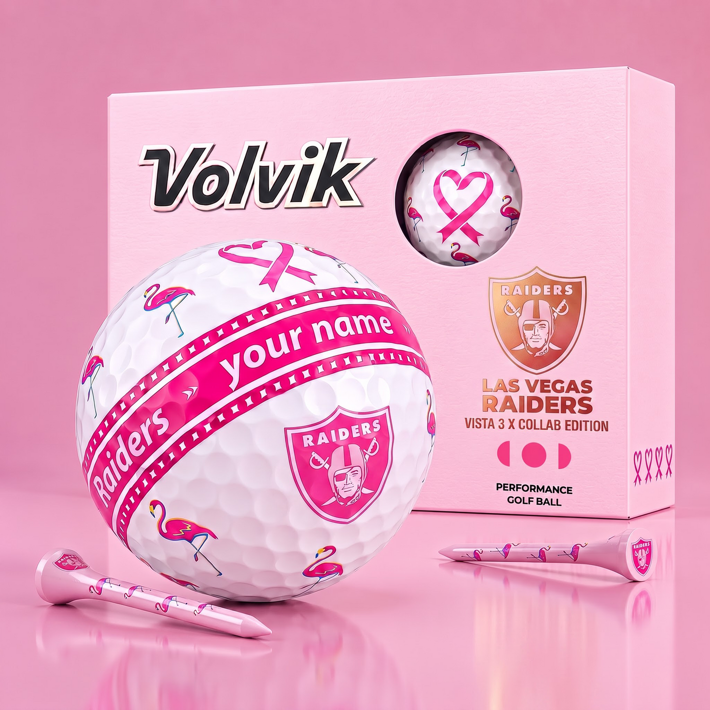 PREMIUM NFL X LVR EXCLUSIVE PERSONALIZED VOLVIK BREAST CANCER GOLF BALL SET LIMITED EDTION