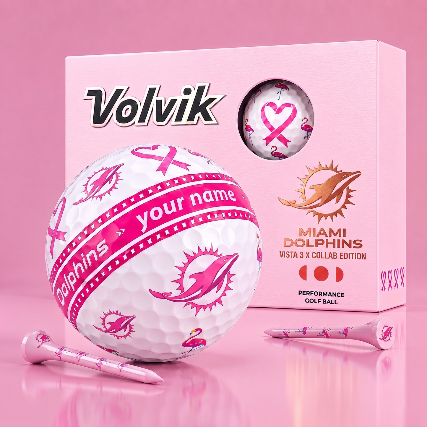 PREMIUM NFL X MD EXCLUSIVE PERSONALIZED VOLVIK BREAST CANCER GOLF BALL SET LIMITED EDTION