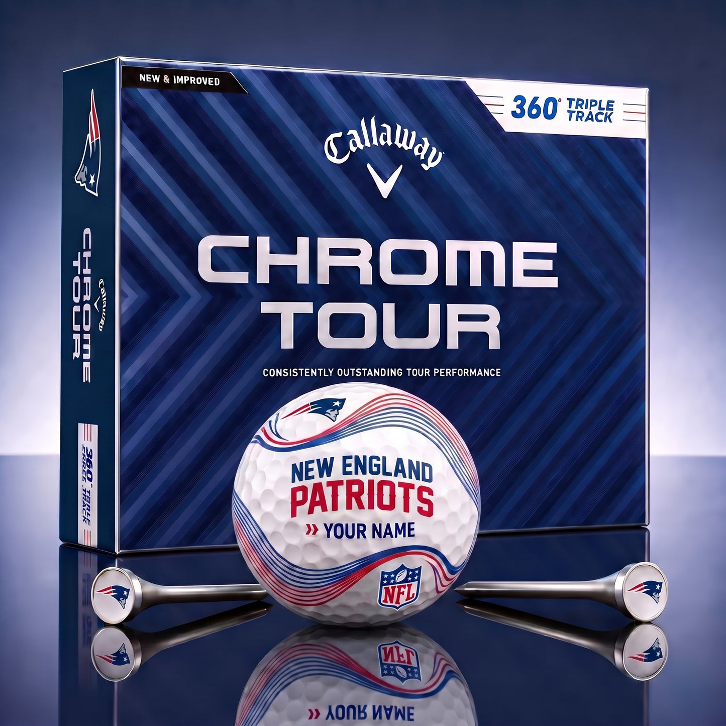 PREMIUM NFL X NE DELUX PERSONALIZED GOLF BALL FOR TOURNAMENT V33 LIMITED EDITION