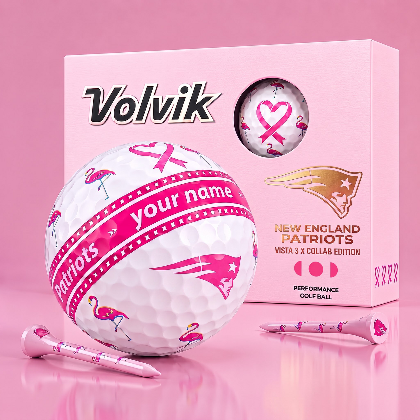 PREMIUM NFL X NEP EXCLUSIVE PERSONALIZED VOLVIK BREAST CANCER GOLF BALL SET LIMITED EDTION