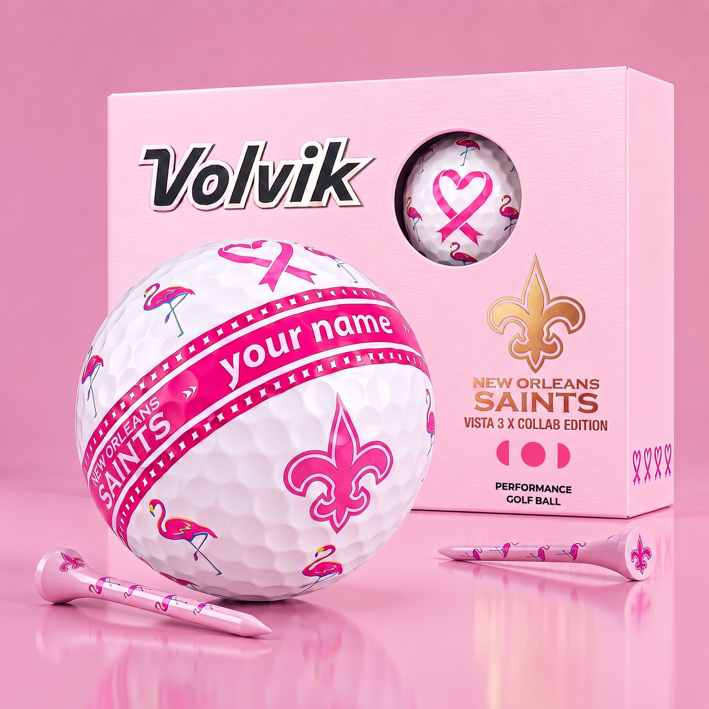 PREMIUM NFL X NOS EXCLUSIVE PERSONALIZED VOLVIK BREAST CANCER GOLF BALL SET LIMITED EDTION