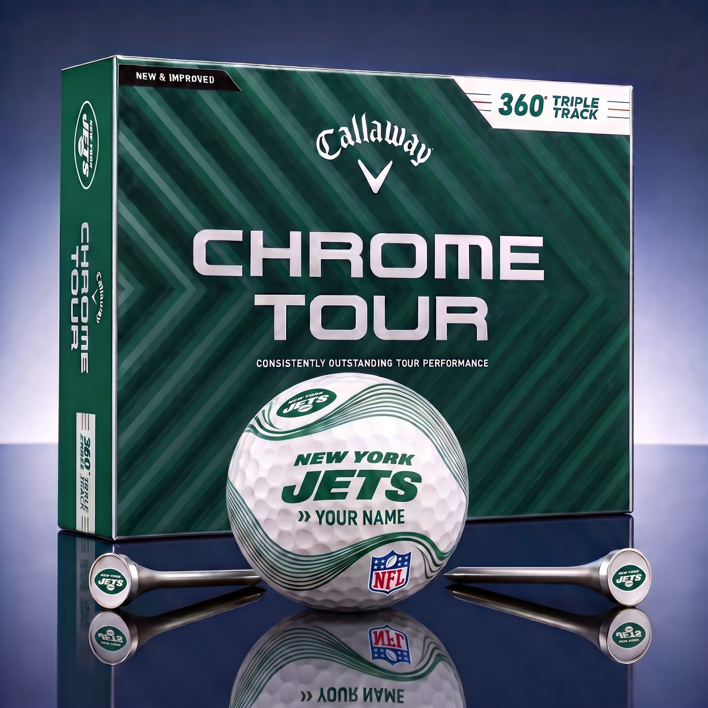PREMIUM NFL X NYJ DELUX PERSONALIZED GOLF BALL FOR TOURNAMENT V33 LIMITED EDITION