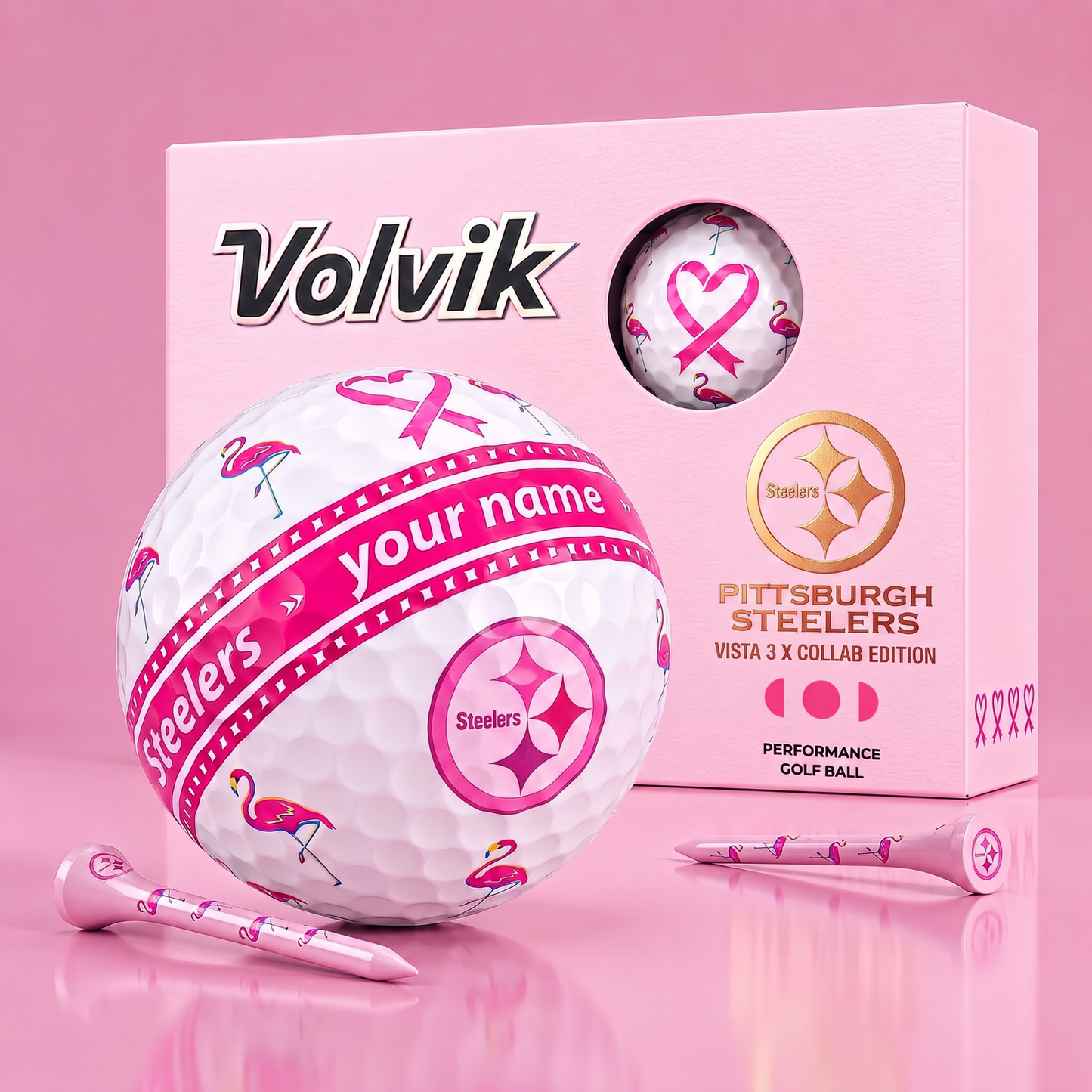 PREMIUM NFL X PS EXCLUSIVE PERSONALIZED VOLVIK BREAST CANCER GOLF BALL SET LIMITED EDTION
