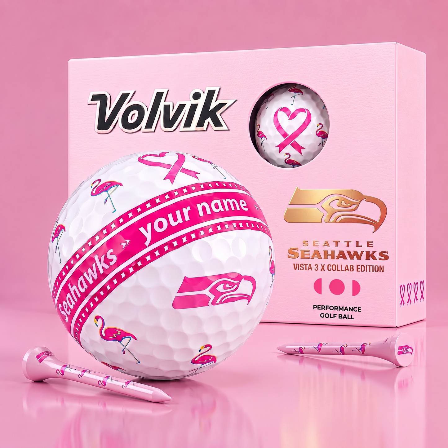 PREMIUM NFL X SS EXCLUSIVE PERSONALIZED VOLVIK BREAST CANCER GOLF BALL SET LIMITED EDTION
