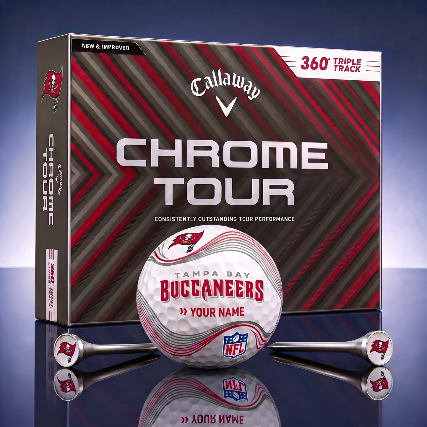PREMIUM NFL X TB DELUX PERSONALIZED GOLF BALL FOR TOURNAMENT V33 LIMITED EDITION