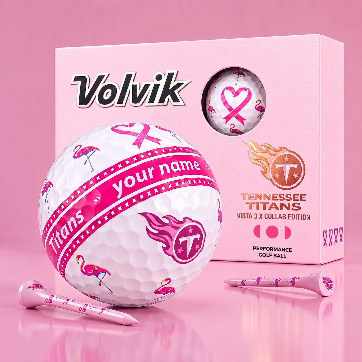 PREMIUM NFL X TT EXCLUSIVE PERSONALIZED VOLVIK BREAST CANCER GOLF BALL SET LIMITED EDTION