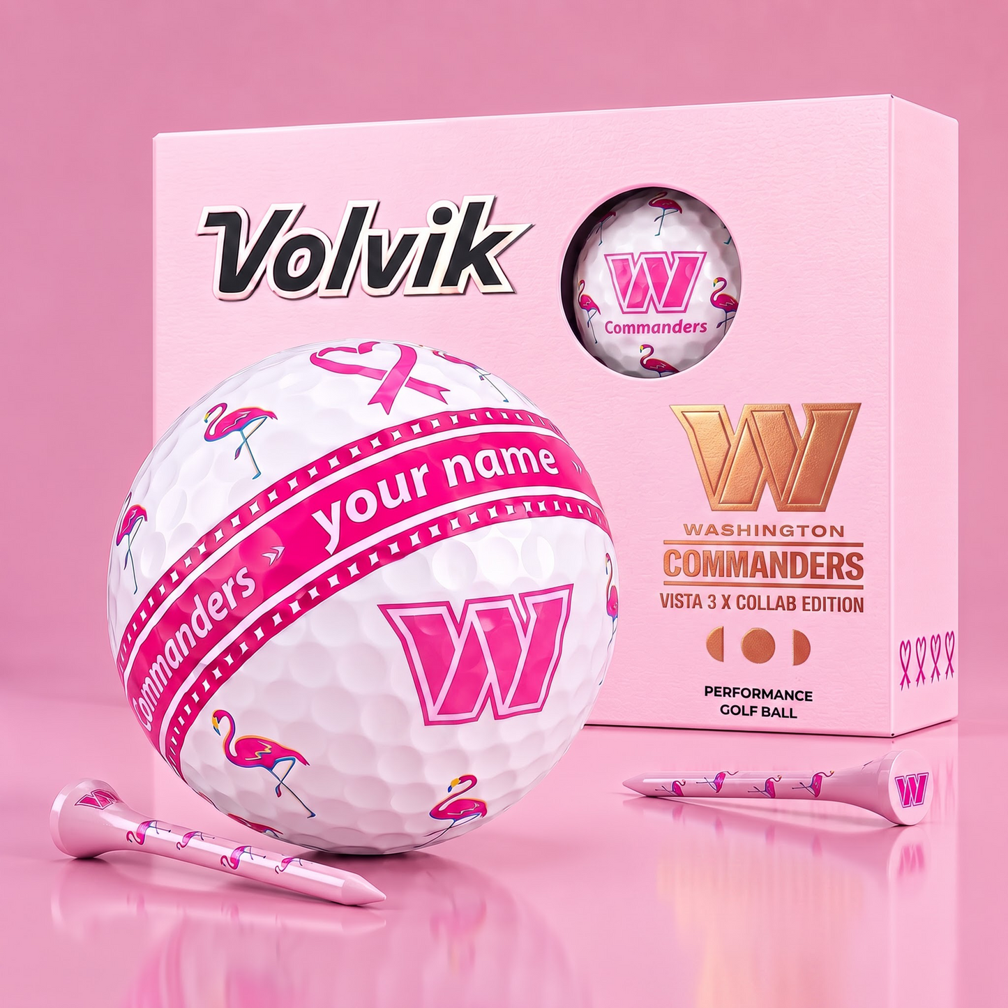 PREMIUM NFL X WC EXCLUSIVE PERSONALIZED VOLVIK BREAST CANCER GOLF BALL SET LIMITED EDTION