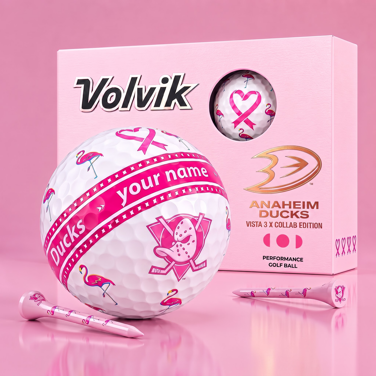 PREMIUM NHL X AD EXCLUSIVE PERSONALIZED VOLVIK BREAST CANCER GOLF BALL SET LIMITED EDTION